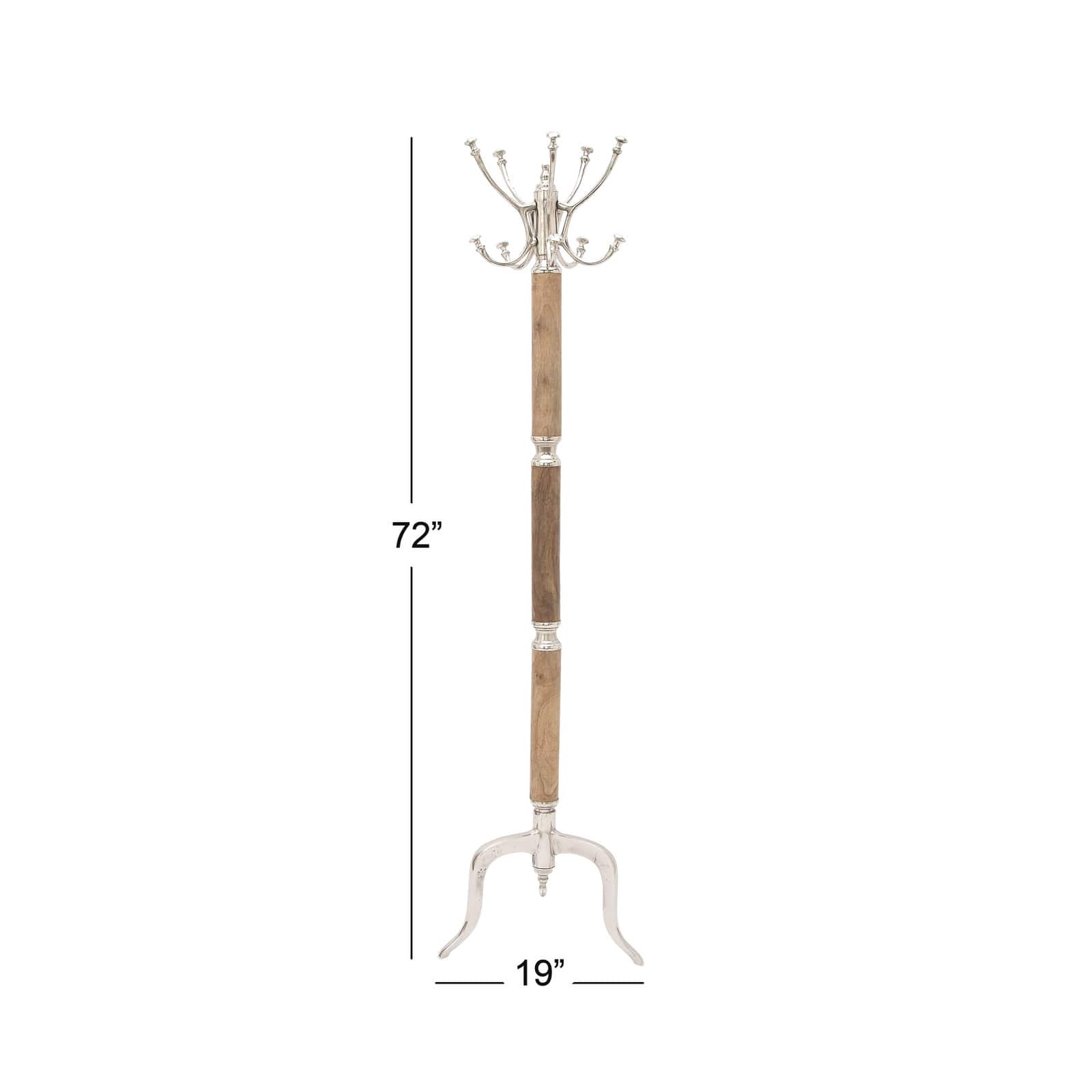 Silver Mango Wood Traditional Coat Rack, 72" x  19" x  19"