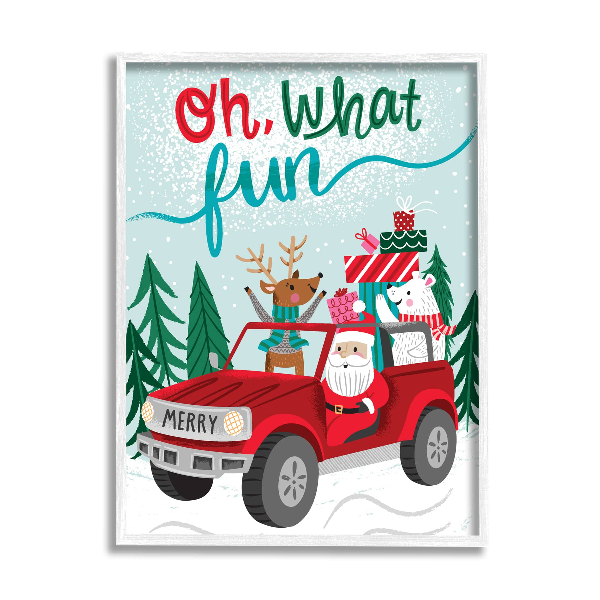 Stupell Industries Oh What Fun Santa Driving Gifts Framed Giclee Art