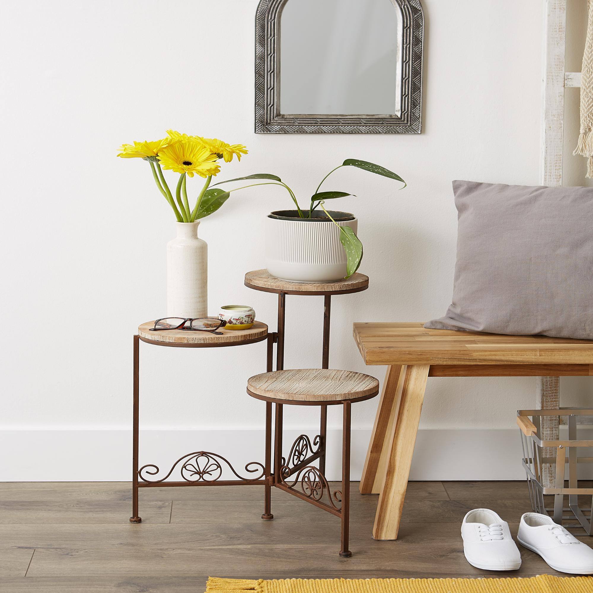 23" Rustic Triple Planter Stand