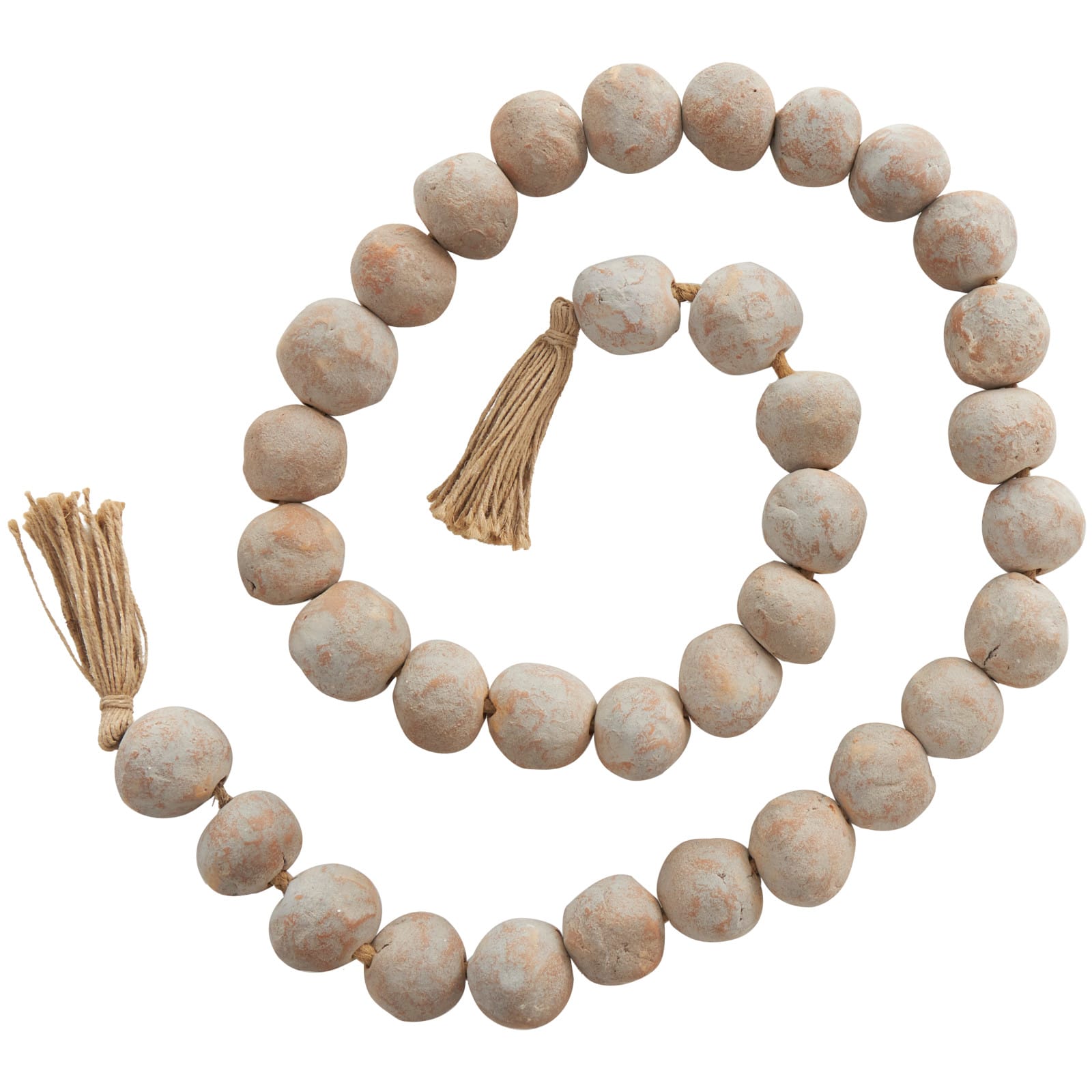 5ft. Paper Mache Round Distressed Beaded Garland with Tassel