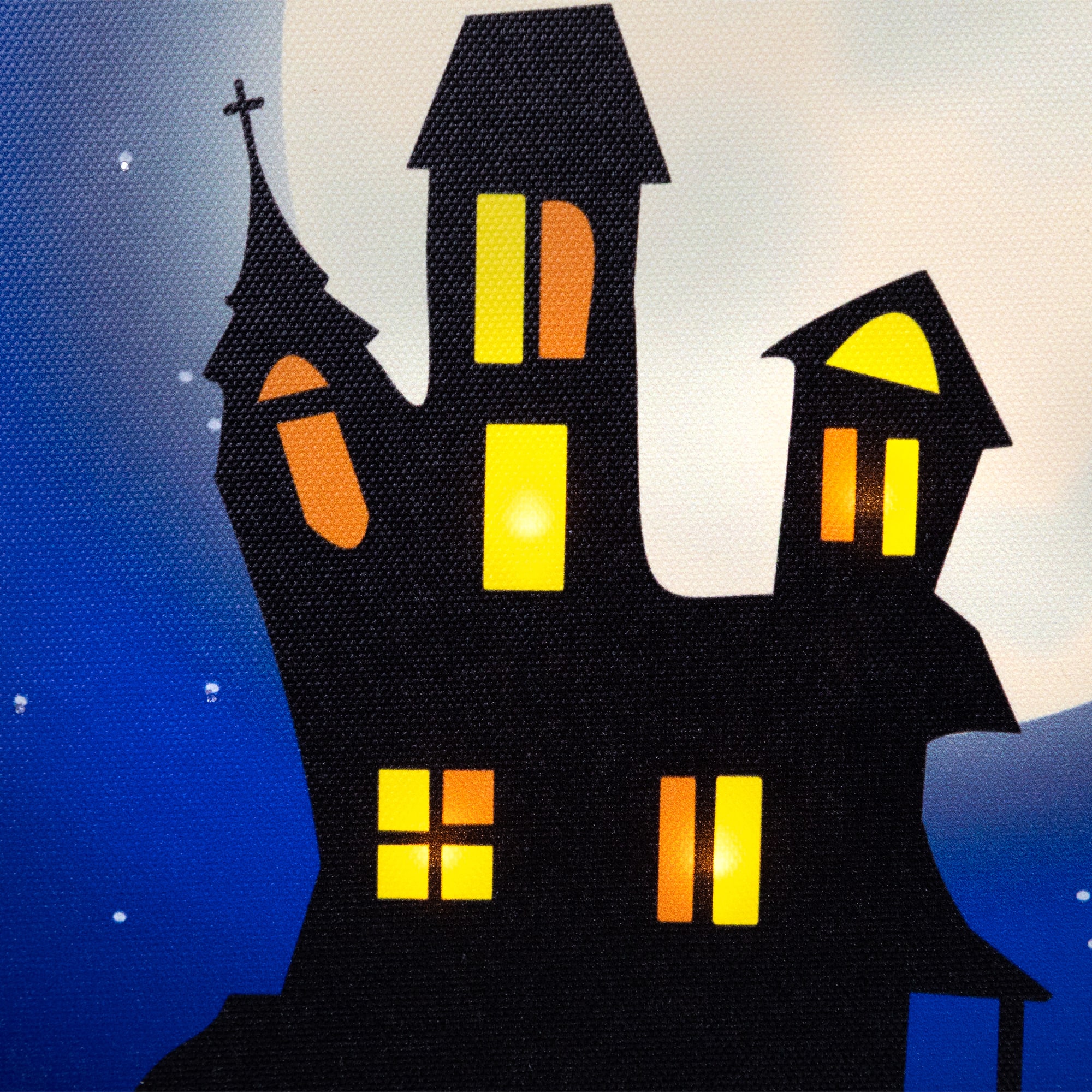 LED Lighted Witch in the Moon Halloween Canvas Wall Art