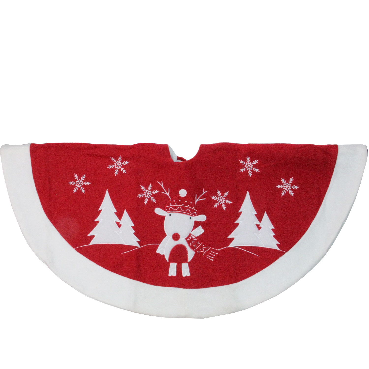 46" Red & White Reindeer Embroidered Christmas Tree Skirt By Northlight | 48" | Michaels®
