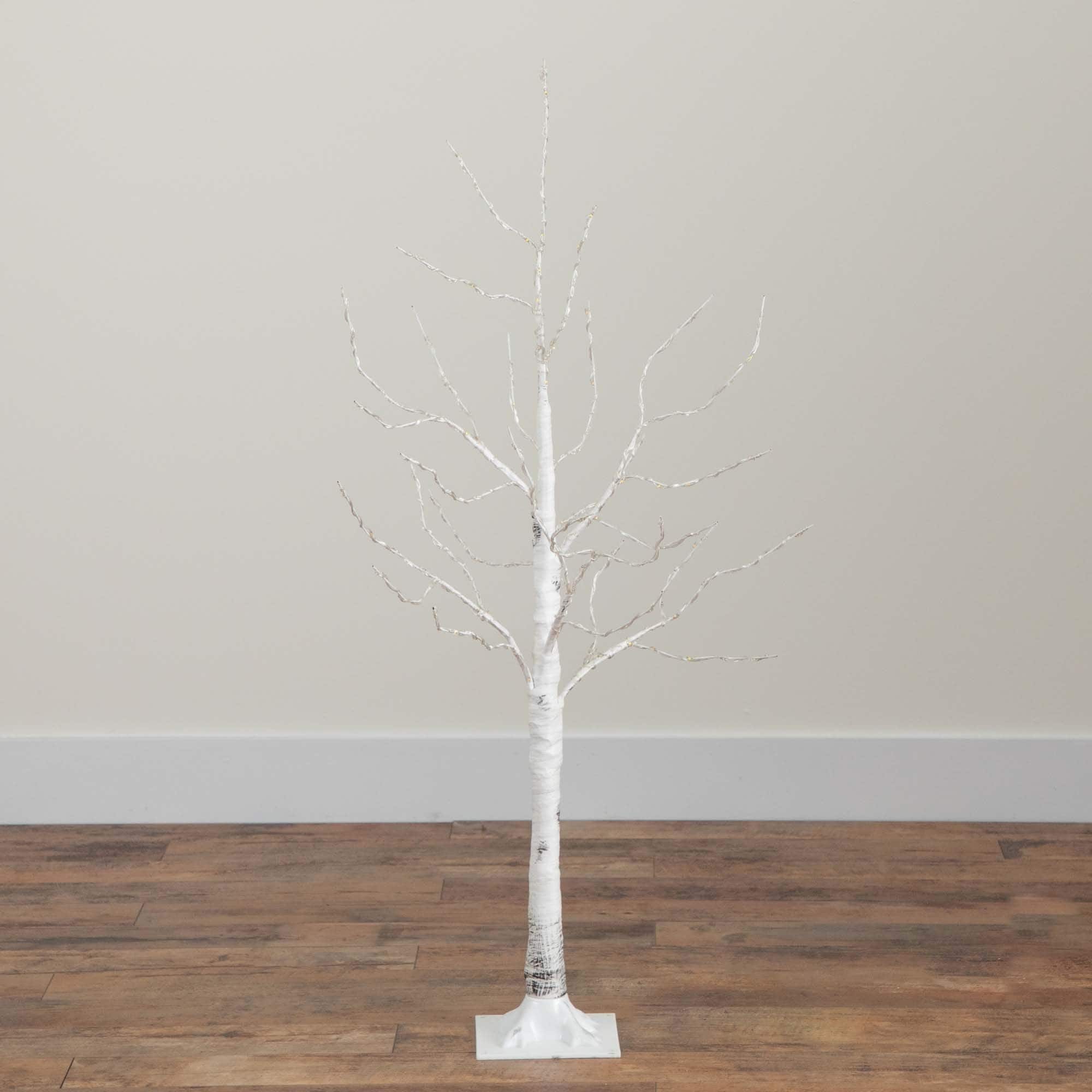 4ft. Pre-Lit White Birch Artificial Christmas Tree, Warm White LED Lights