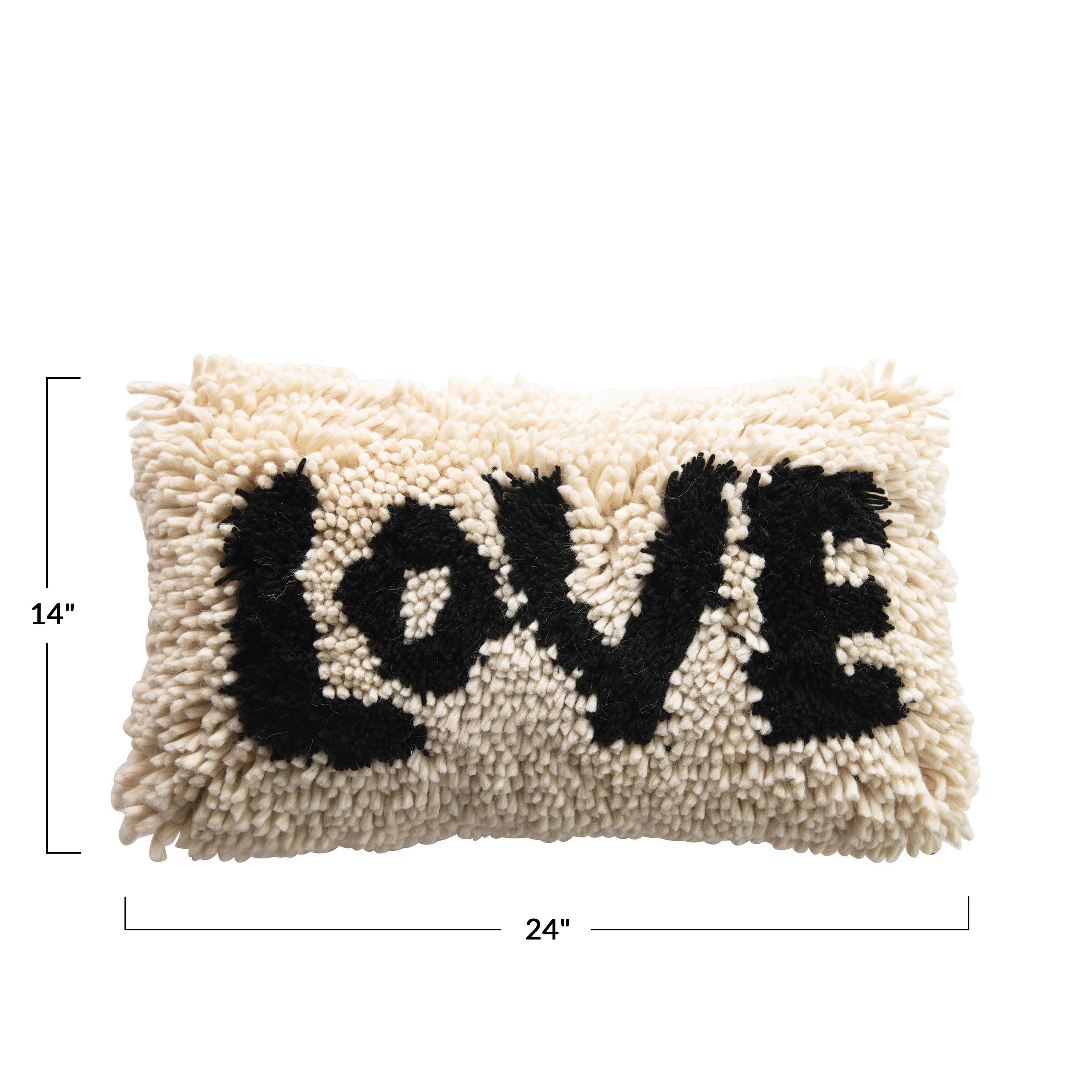 Hello Honey® Black & Cream Love Shag Lumbar Pillow