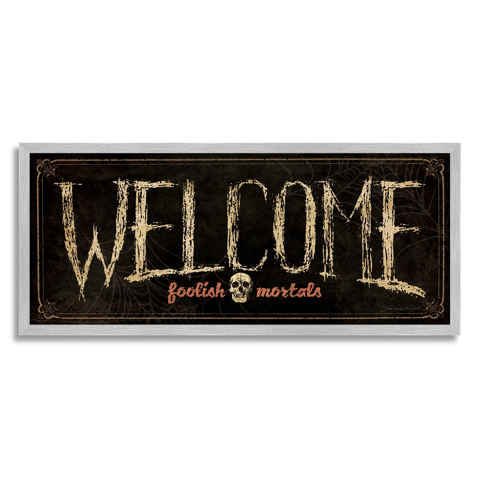 Stupell Industries Welcome Foolish Mortals Phrase Framed Giclee Art