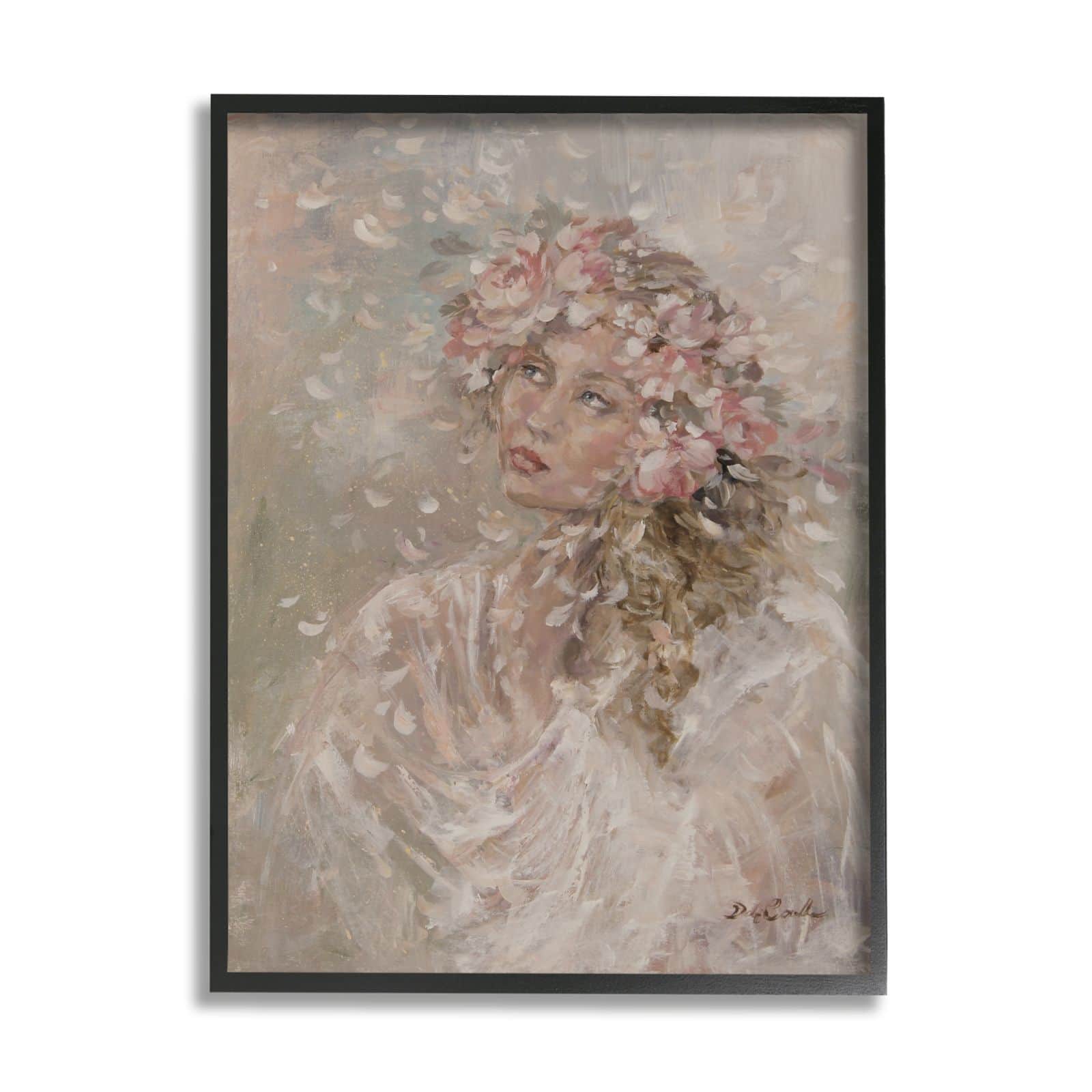 Stupell Industries Prairie Bride Traditional Female Portrait Rustic Floral Hair Framed Wall Art