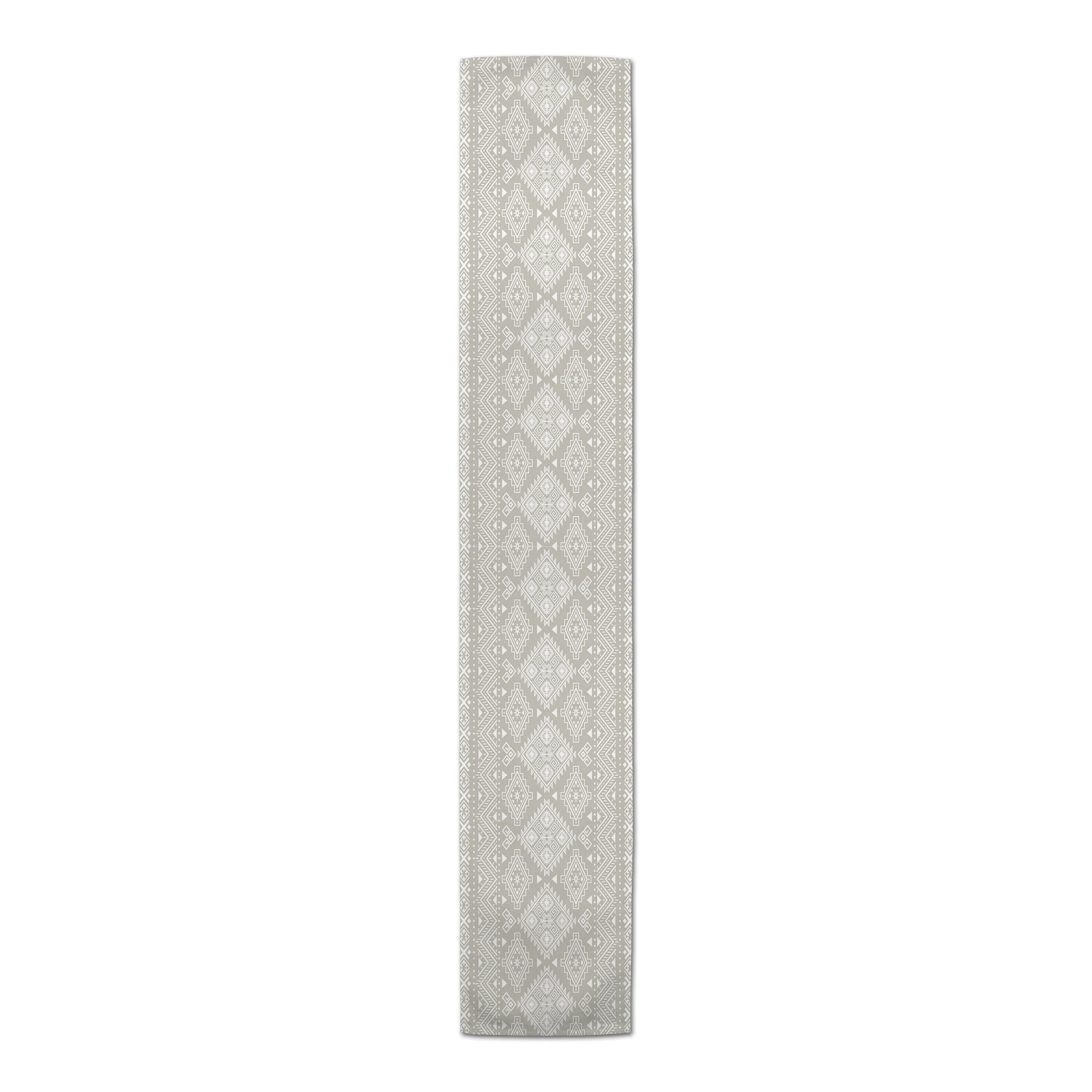 90" Greige Tribal Pattern Cotton Twill Table Runner