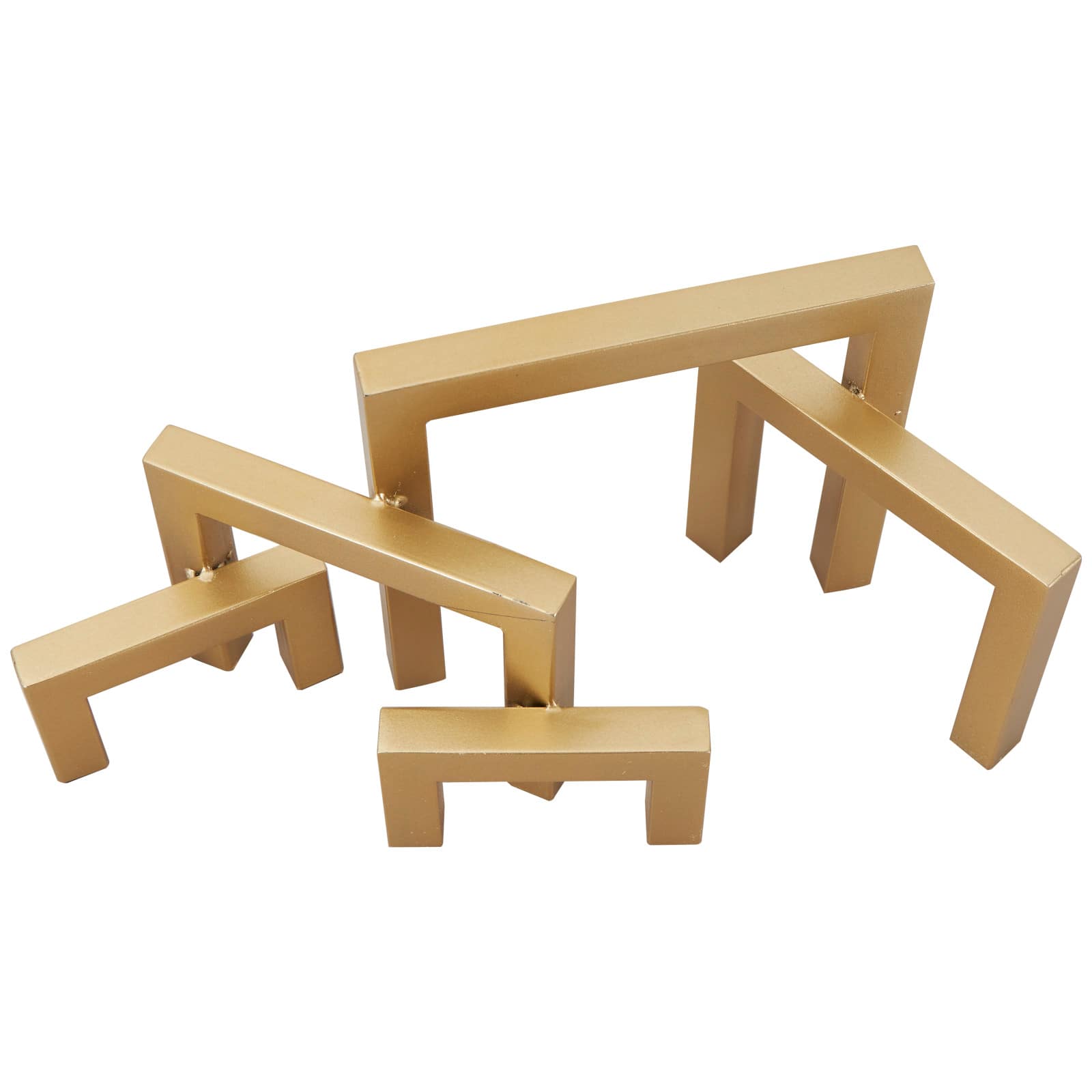 13" Gold Metal Geometric Abstract Square Arched Sculpture