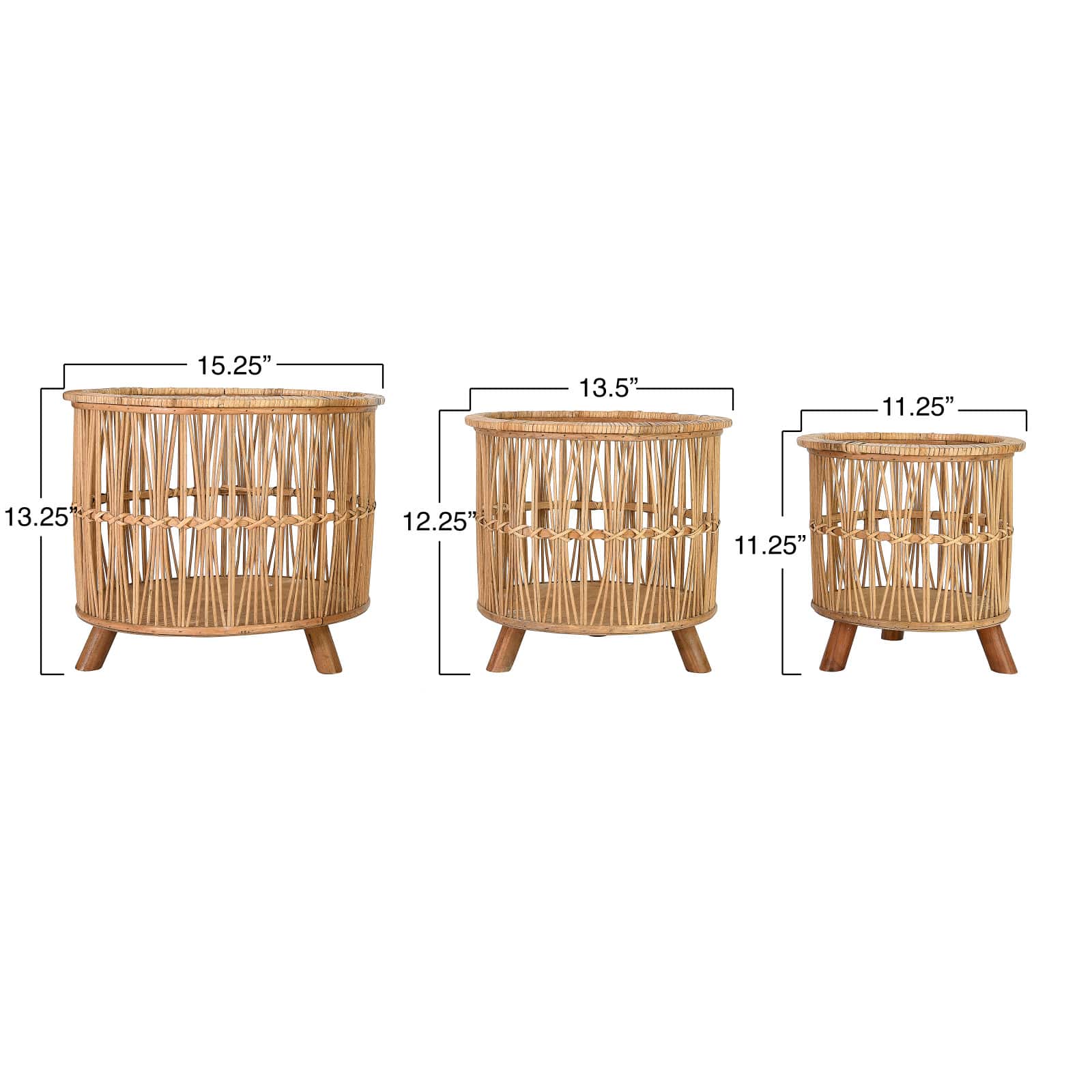 Hello Honey® Woven Bamboo Footed Baskets Set