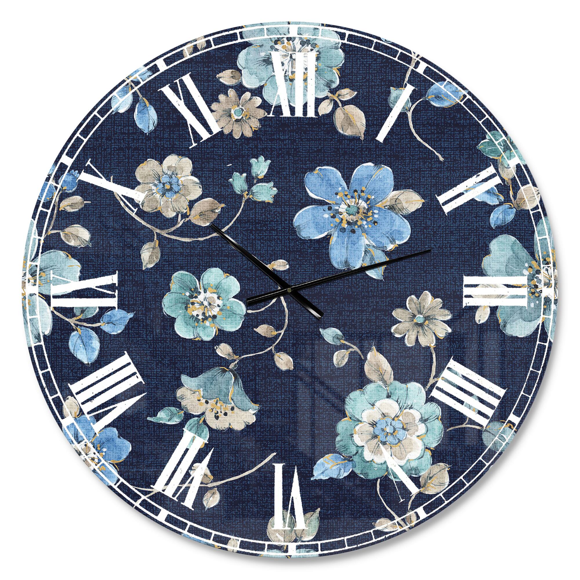 Designart 'Indigold Metallic Flower Pattern Traditional Wall Clock