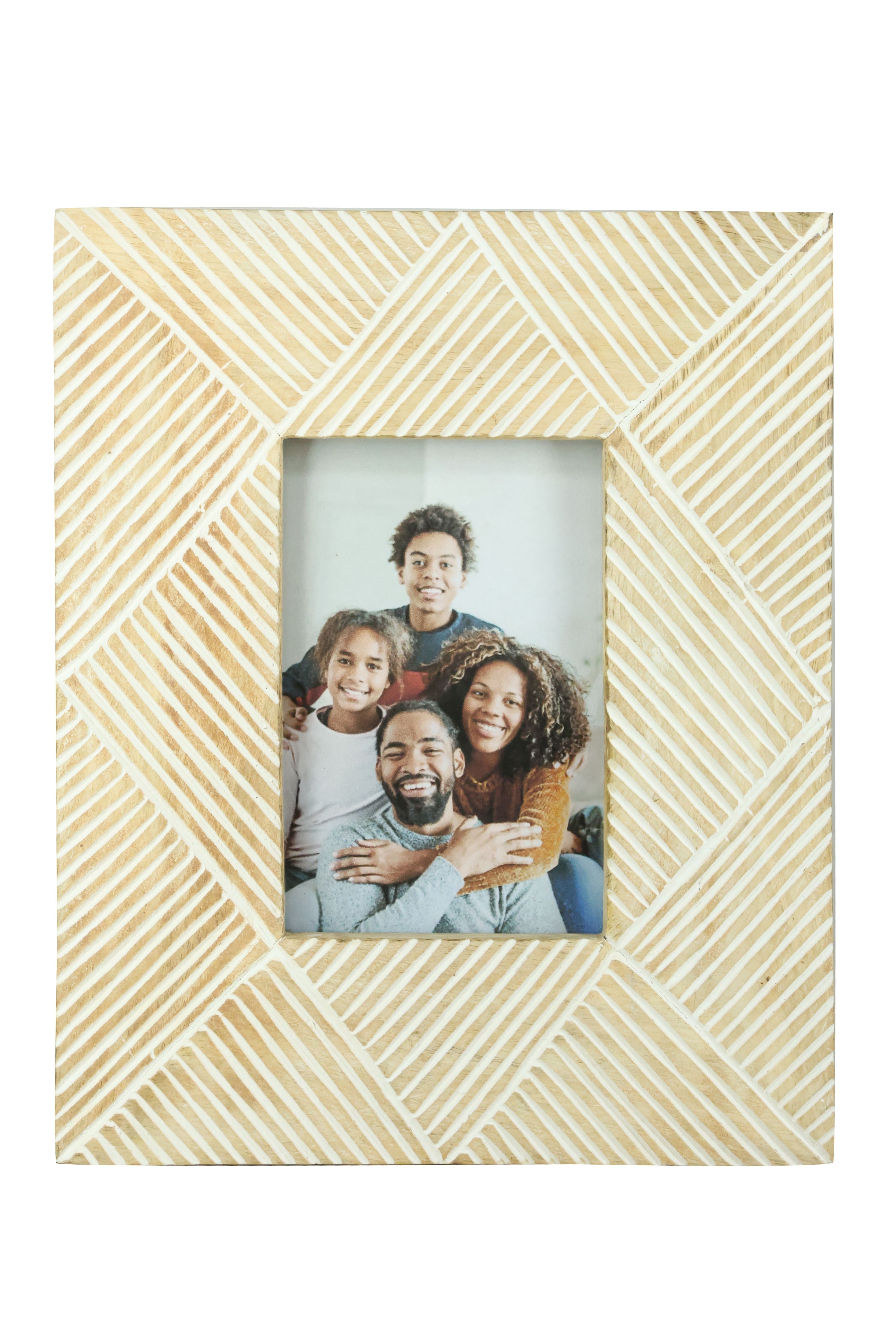 4" x 6" Etched Lines Mango Wood Tabletop Frame by Ashland®