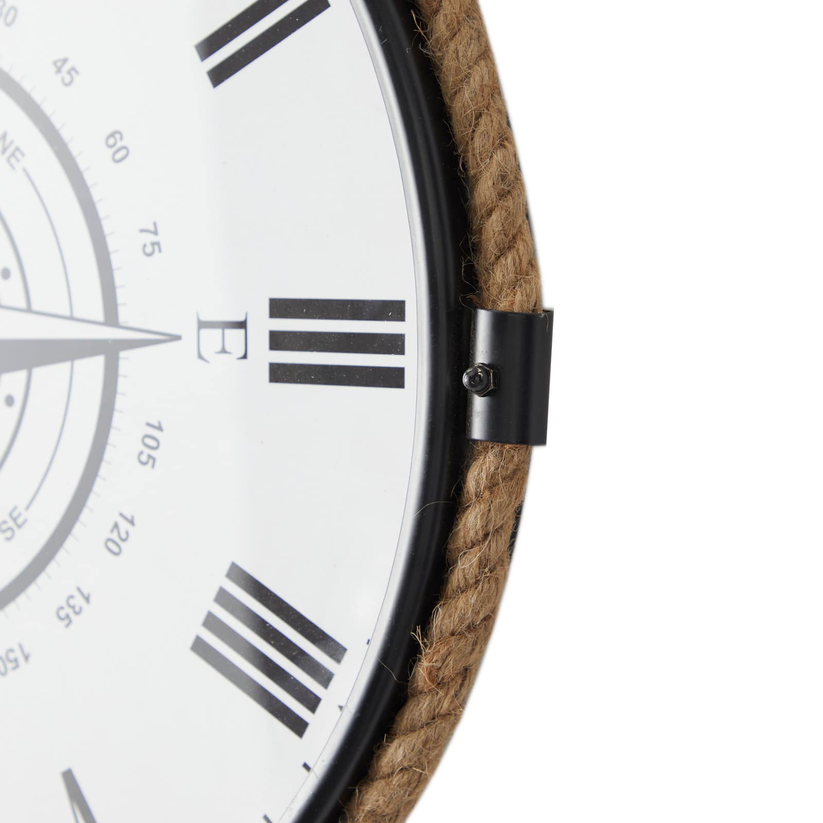 20" Brown Stainless Steel Compass Wall Clock with Rope Accents