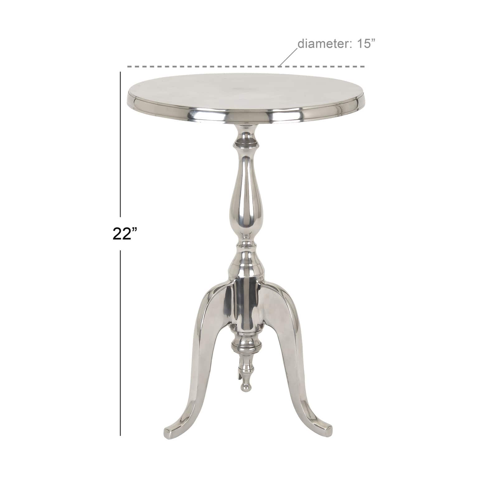 22'' Silver Aluminum Traditional Accent Table