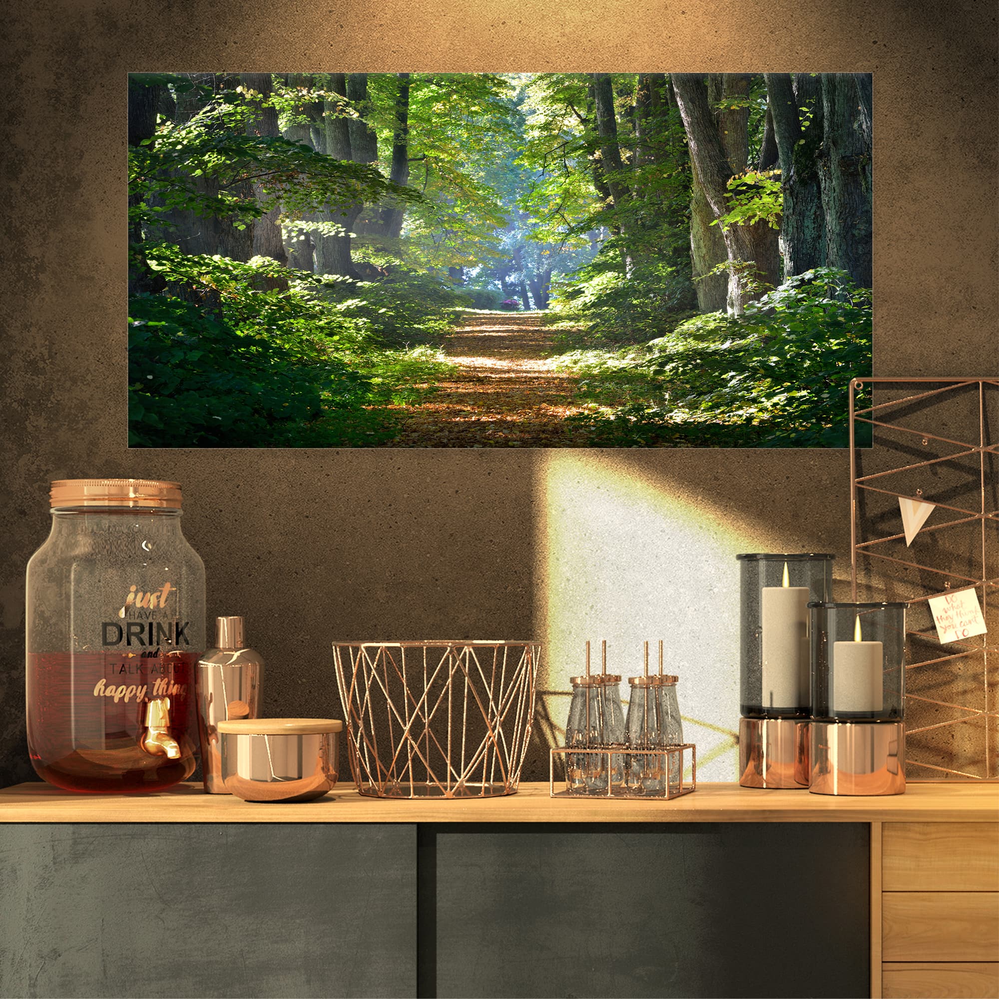 Designart - Bright Green Forest in Morning - Landscape Photography Canvas Print