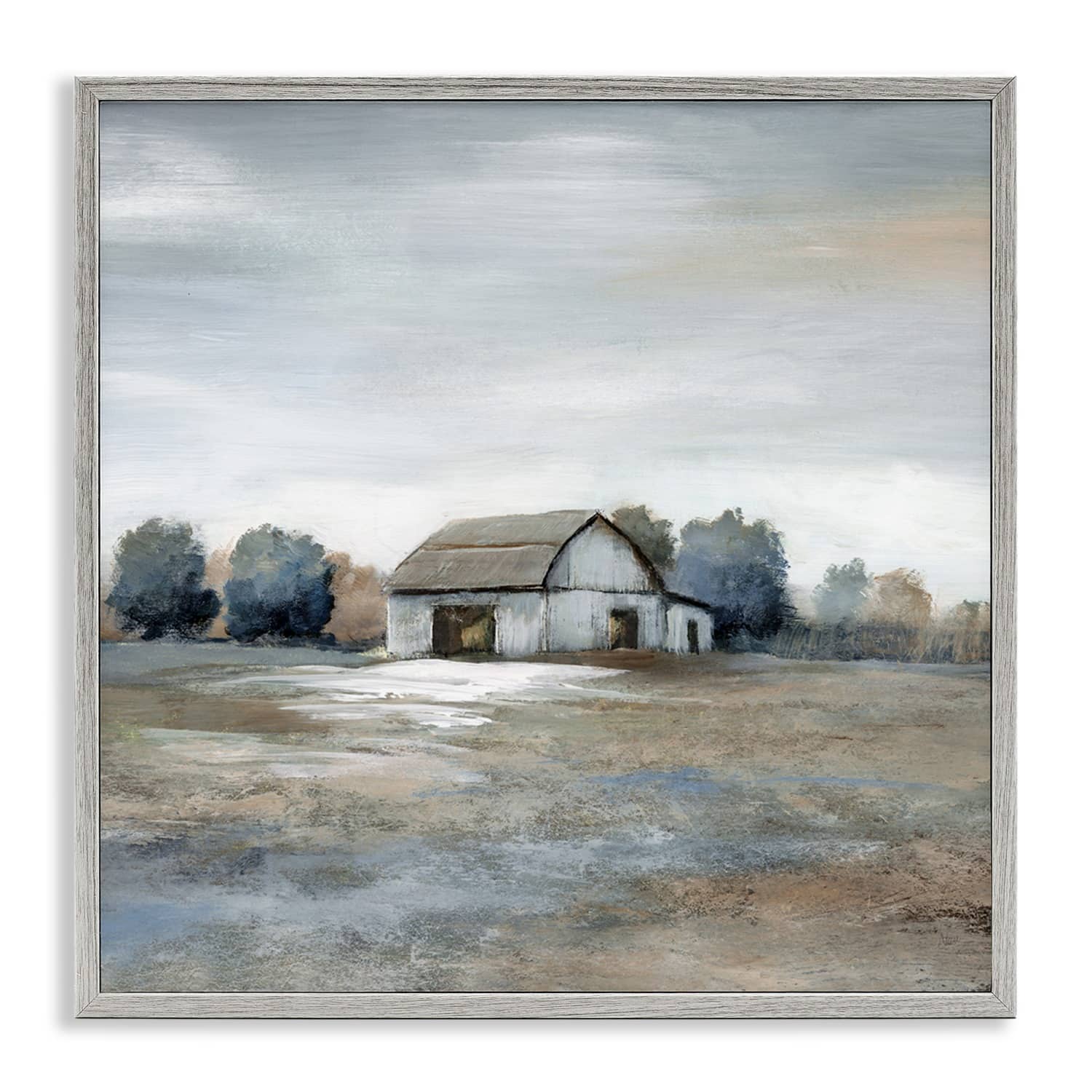 Stupell Industries Countryside Barn Neutral Tones Framed Giclee Art