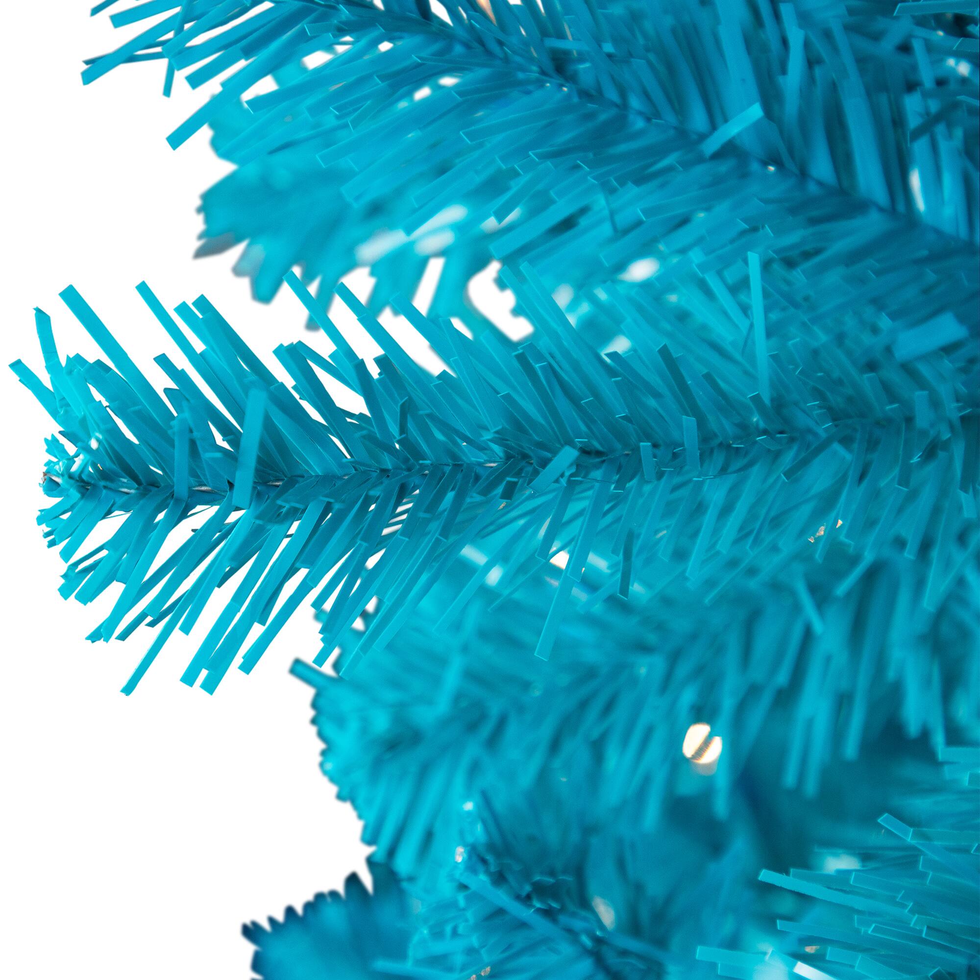 7ft. Pre-Lit Medium Turquoise Pine Artificial Christmas Tree, Clear Lights