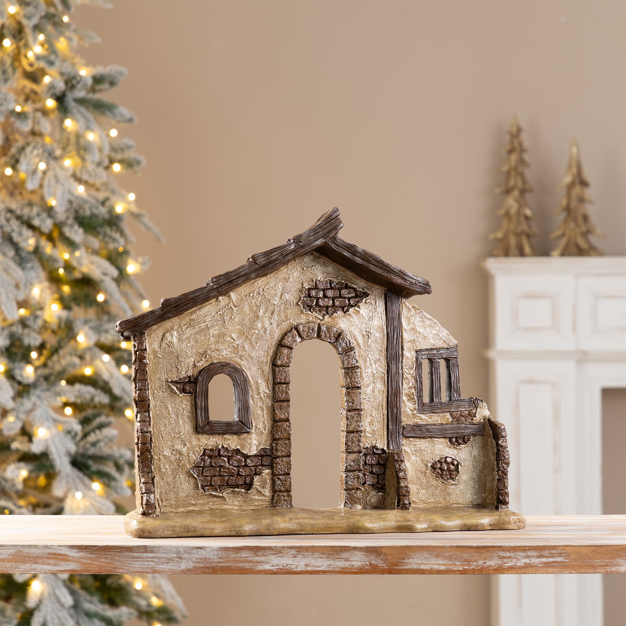 Glitzhome® 11.5" Resin Christmas Nativity Scene Stable Creche