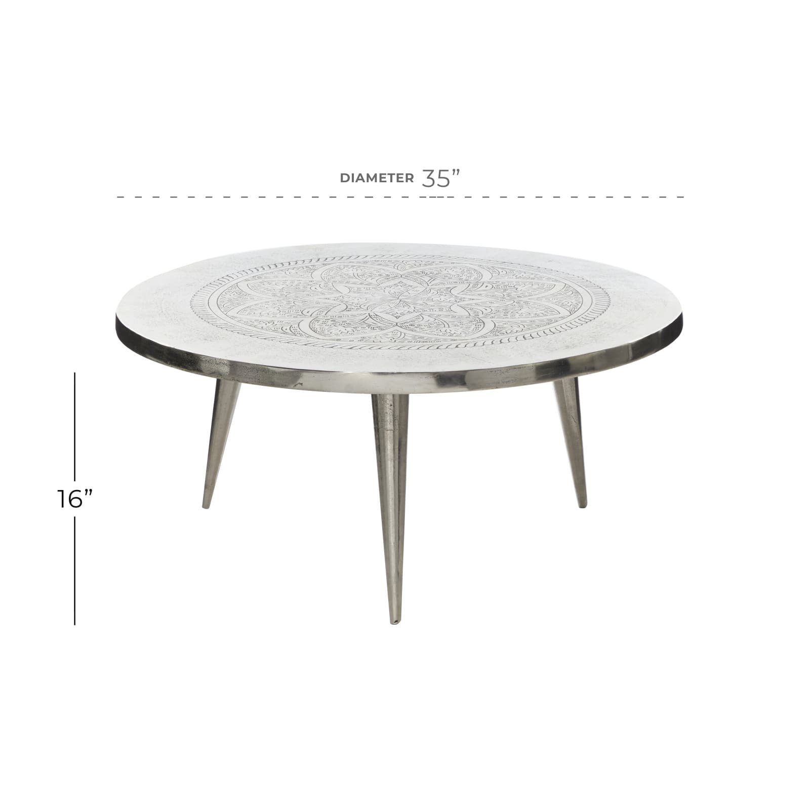 Silver Aluminum Traditional Coffee Table