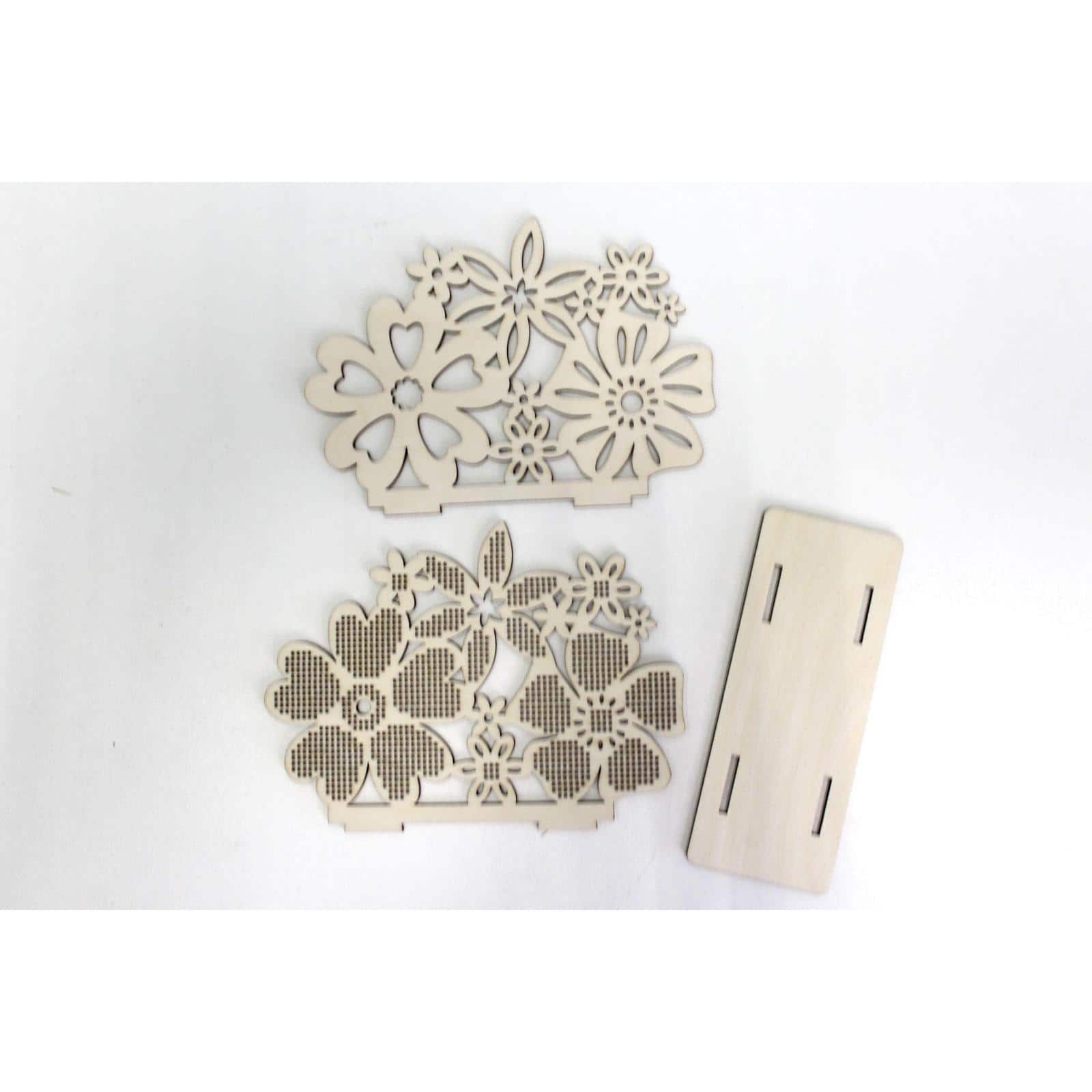 MP Studia Flower Meadow. Napkin Holder Cross Stitch On Wood Kit