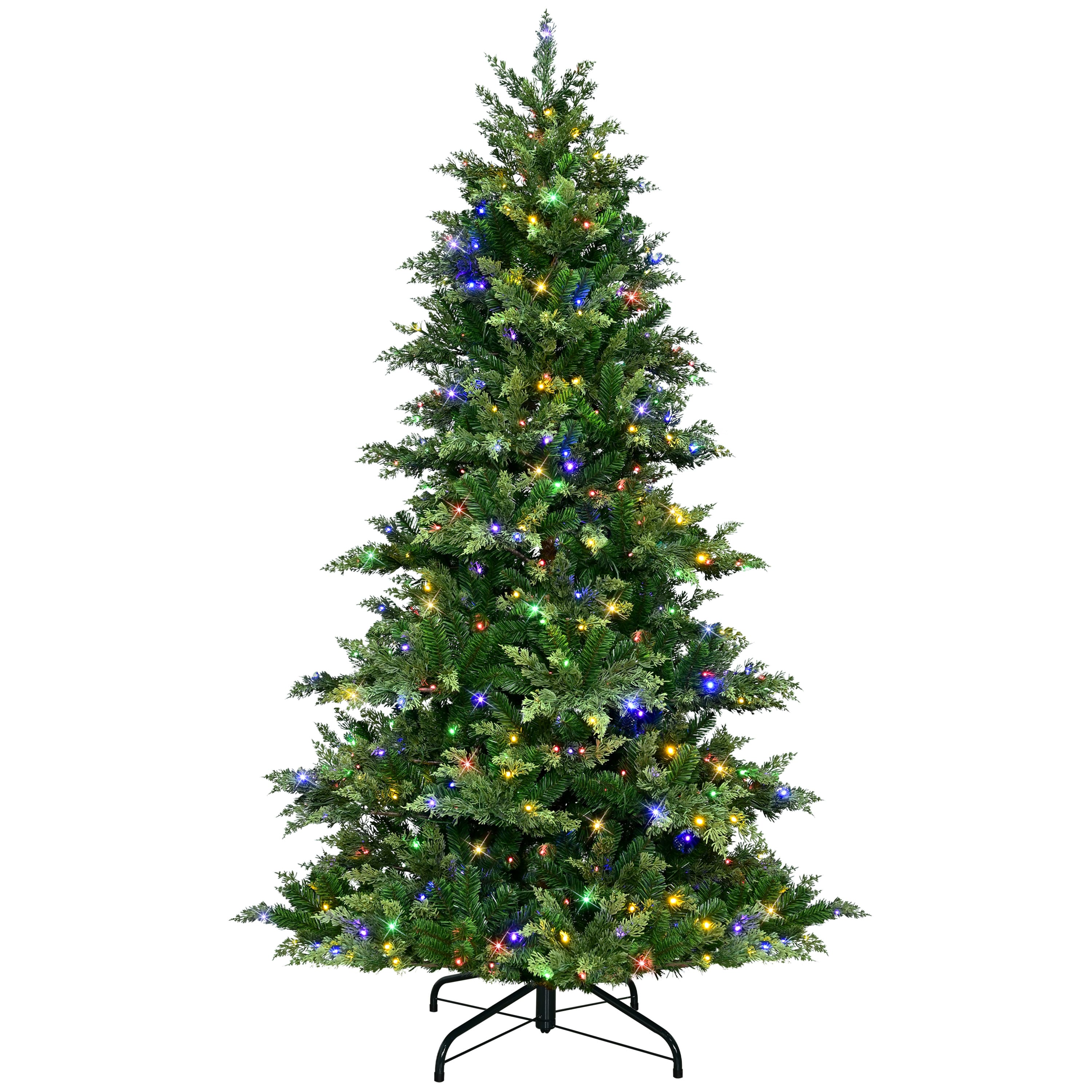 Puleo International 7.5ft. Pre-Lit Idaho Spruce Artificial Christmas Tree, Warm White & Multicolor LED Lights