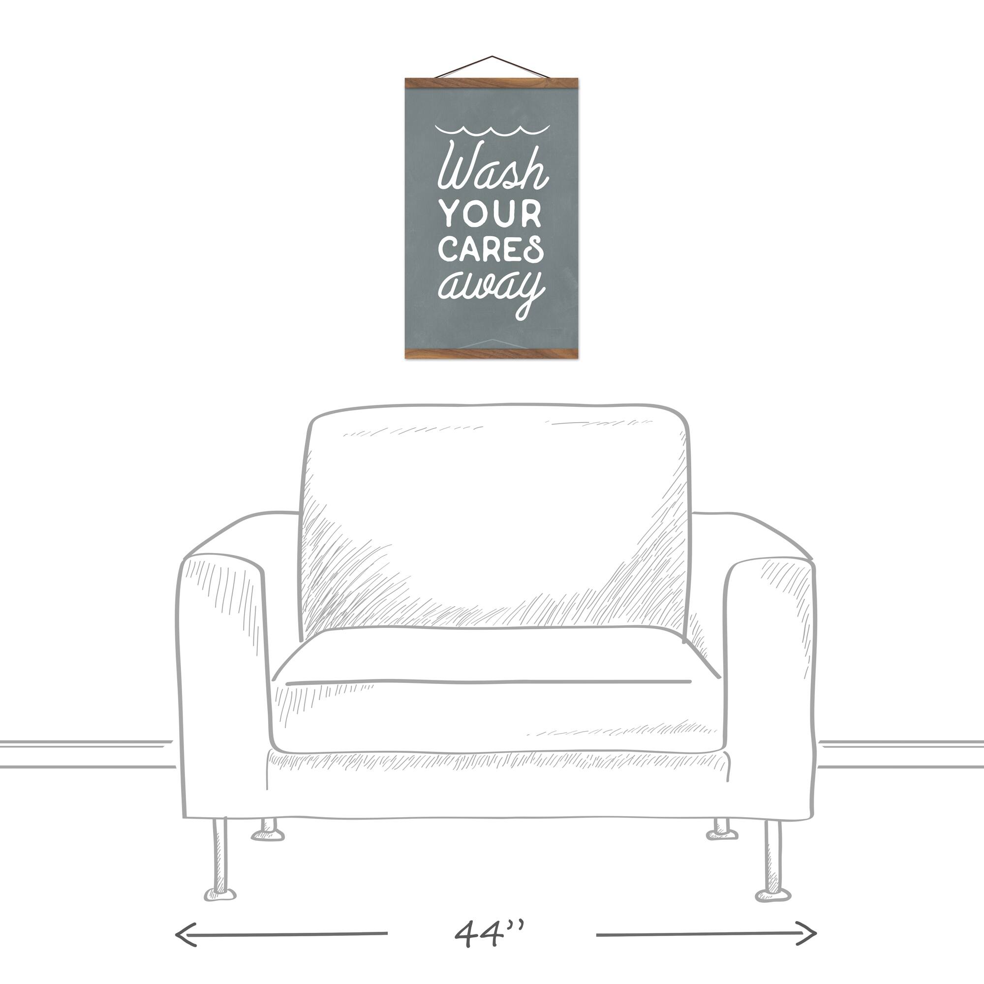 Wash Your Cares Away 12" x 18" Teak Hanging Canvas
