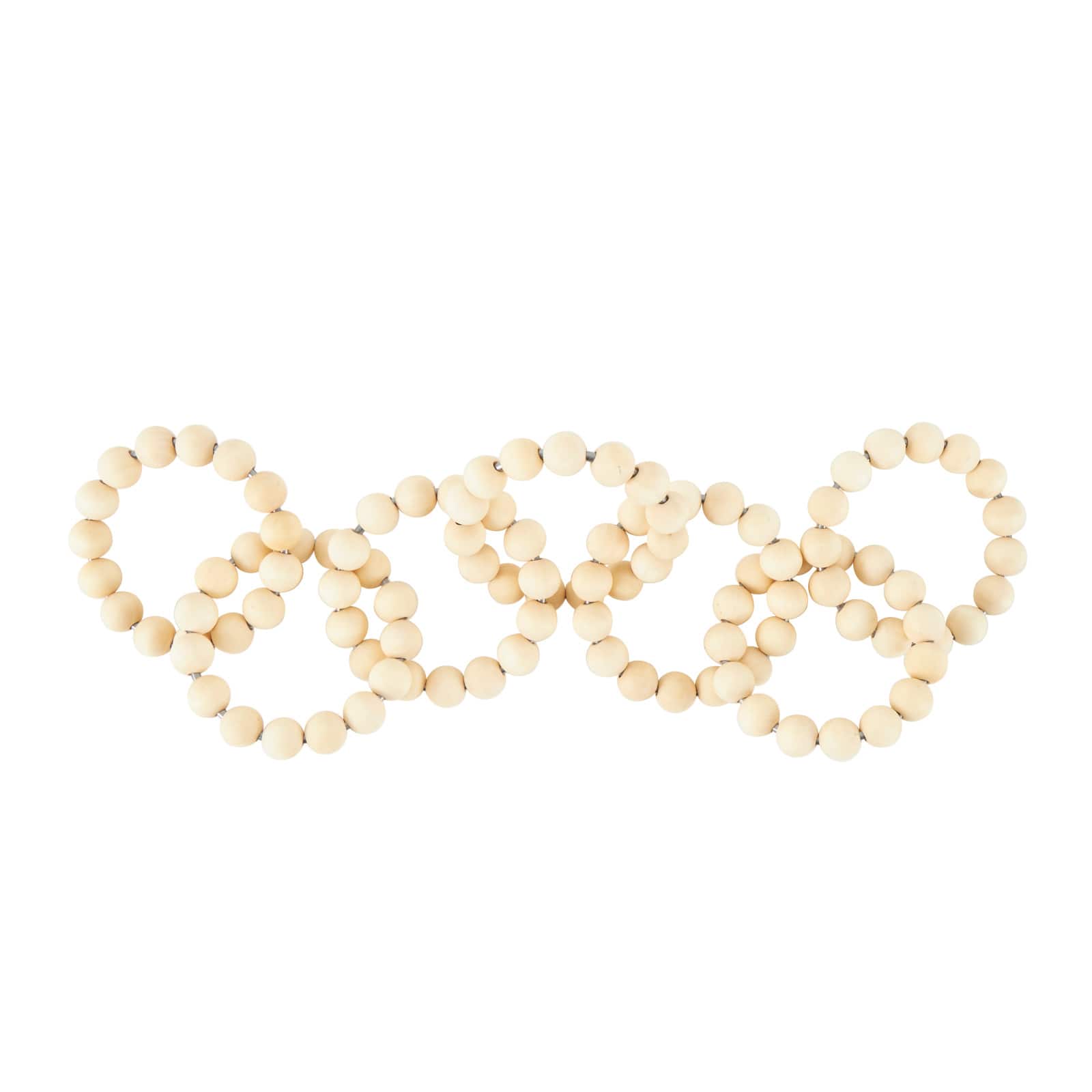 20" Light Brown Wood Chain Beaded 9 Link Sculpture