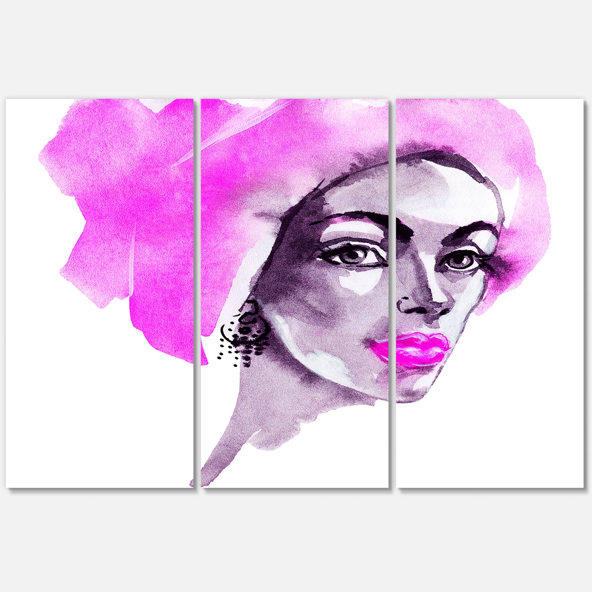 Designart - African American Woman Fashion Portrait - Modern Canvas Wall Art Print