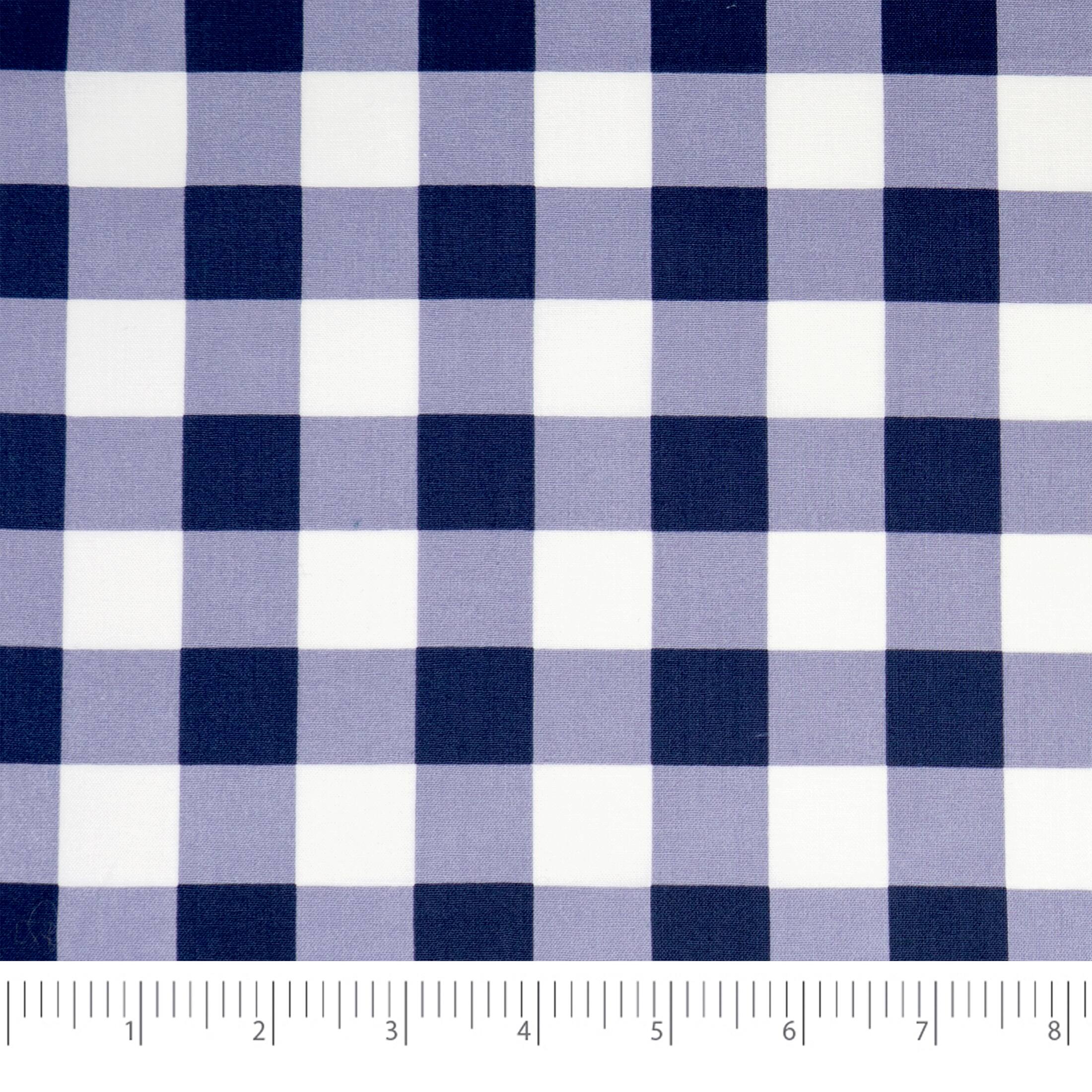SINGER Navy Gingham Print Ringspun Cotton Fabric