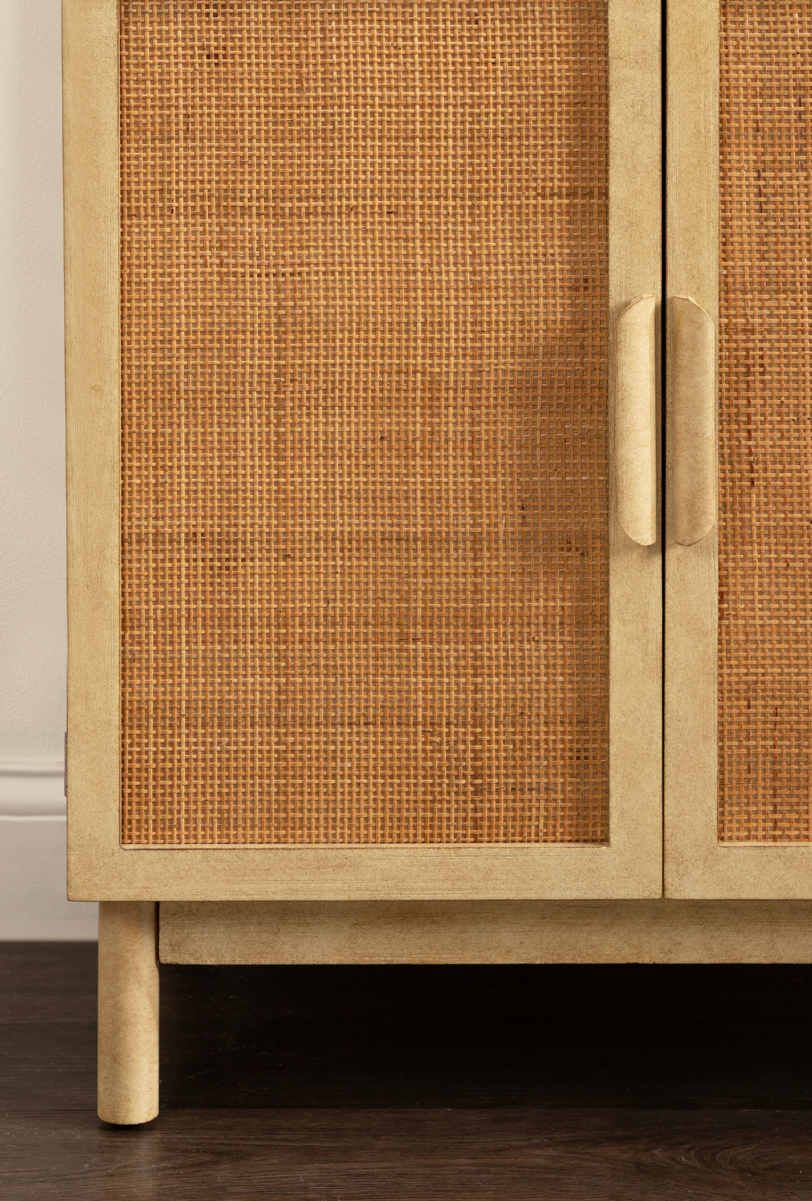 Kate and Laurel Ori Rattan & Wood Accent Floor Cabinet