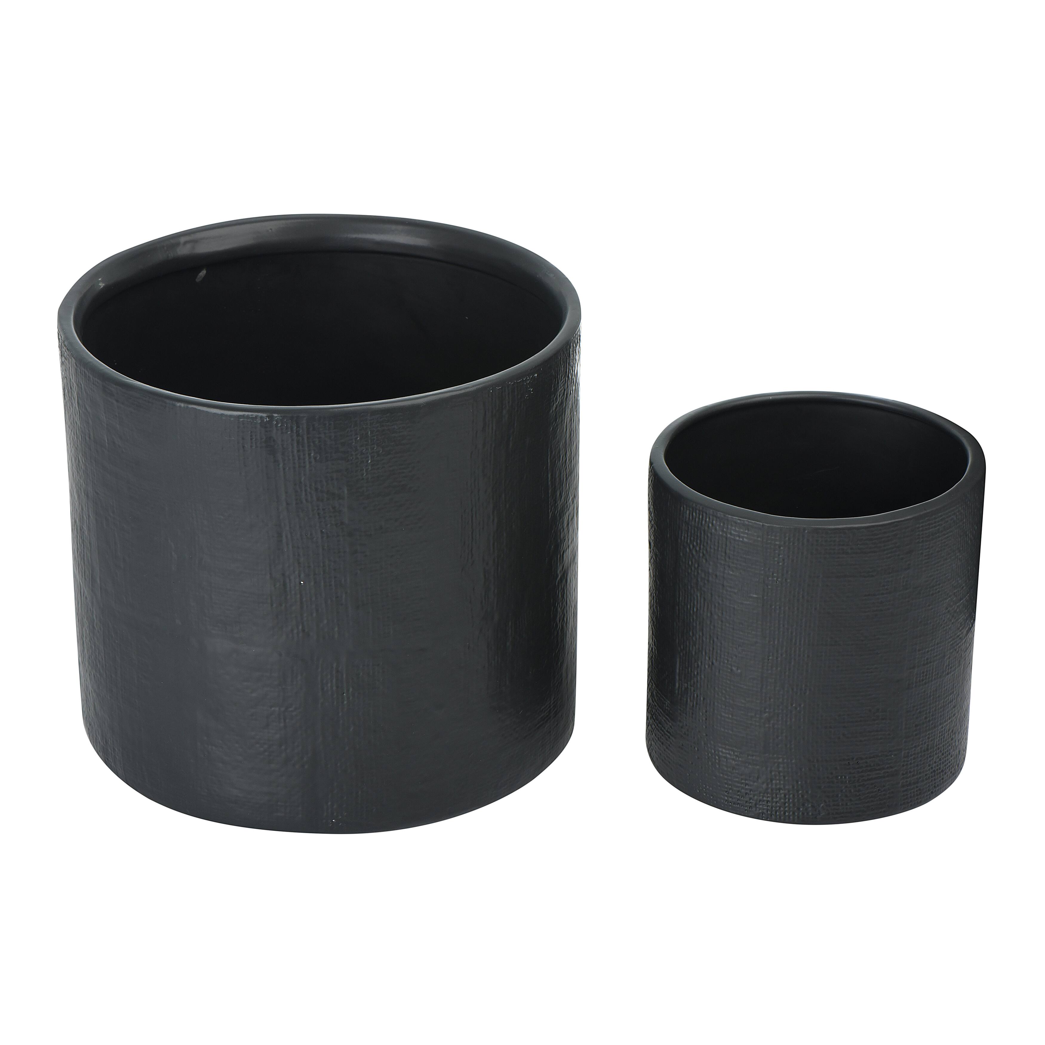 Hello Honey® Stoneware Planters with Embossed Cross Hatch Texture Set
