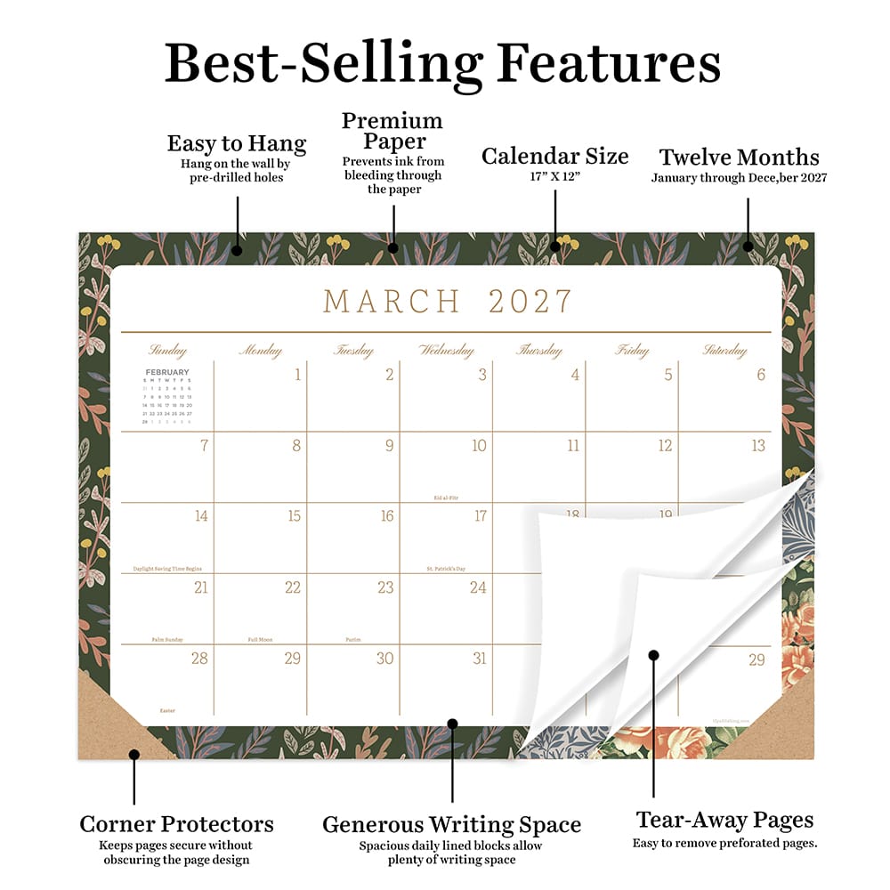 2027 Artisan Legacy Medium Desk Pad Monthly Blotter Calendar