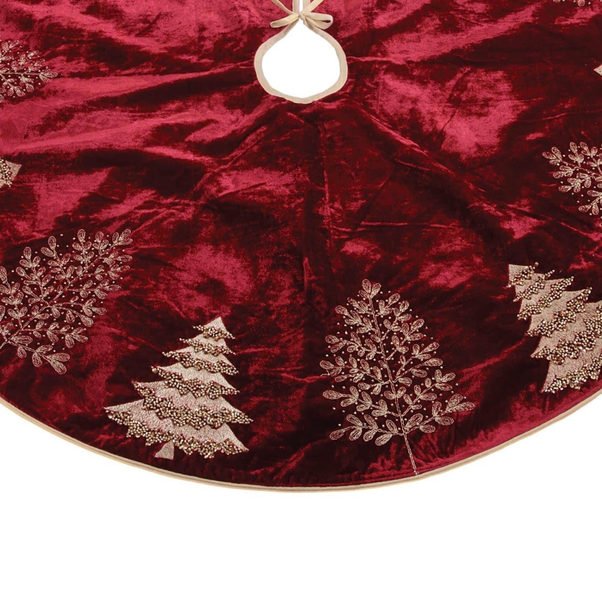 Melrose 48" Red & Gold Embroidered Evergreen Tree Skirt