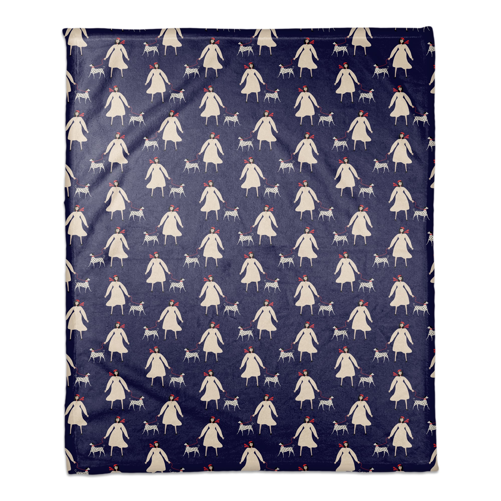 French Woman and Dog 50" x 60" Coral Fleece Blanket
