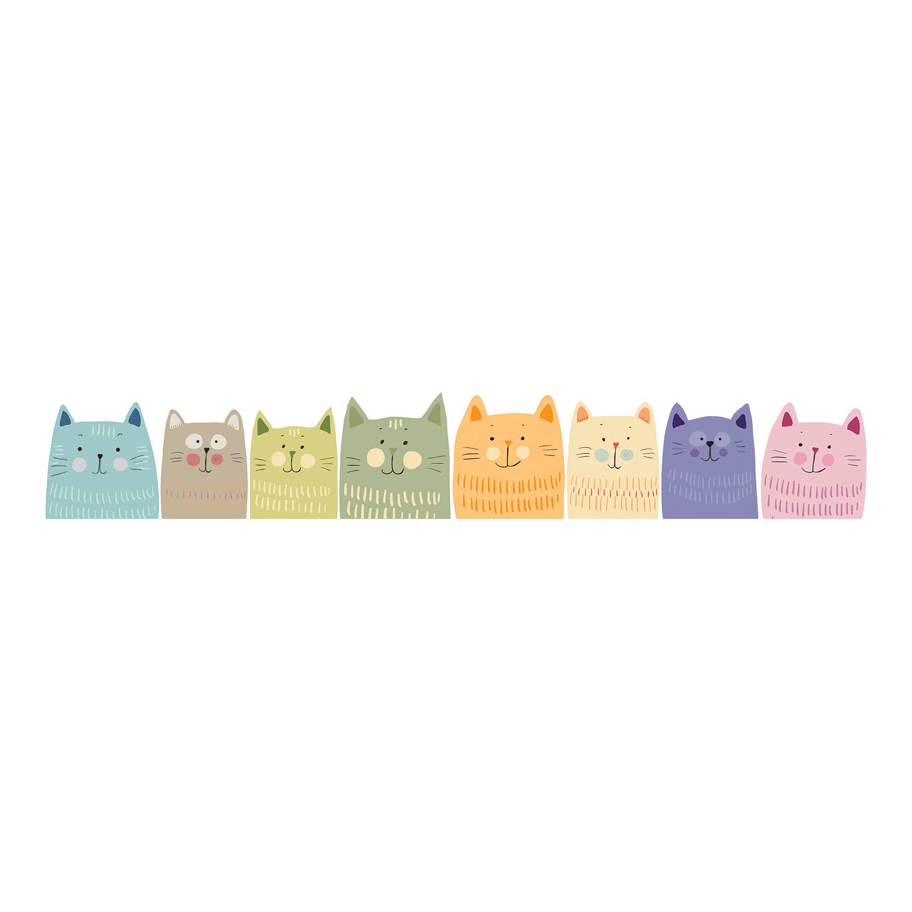 Crearreda Mulitcolor Cats Wall Decal Set