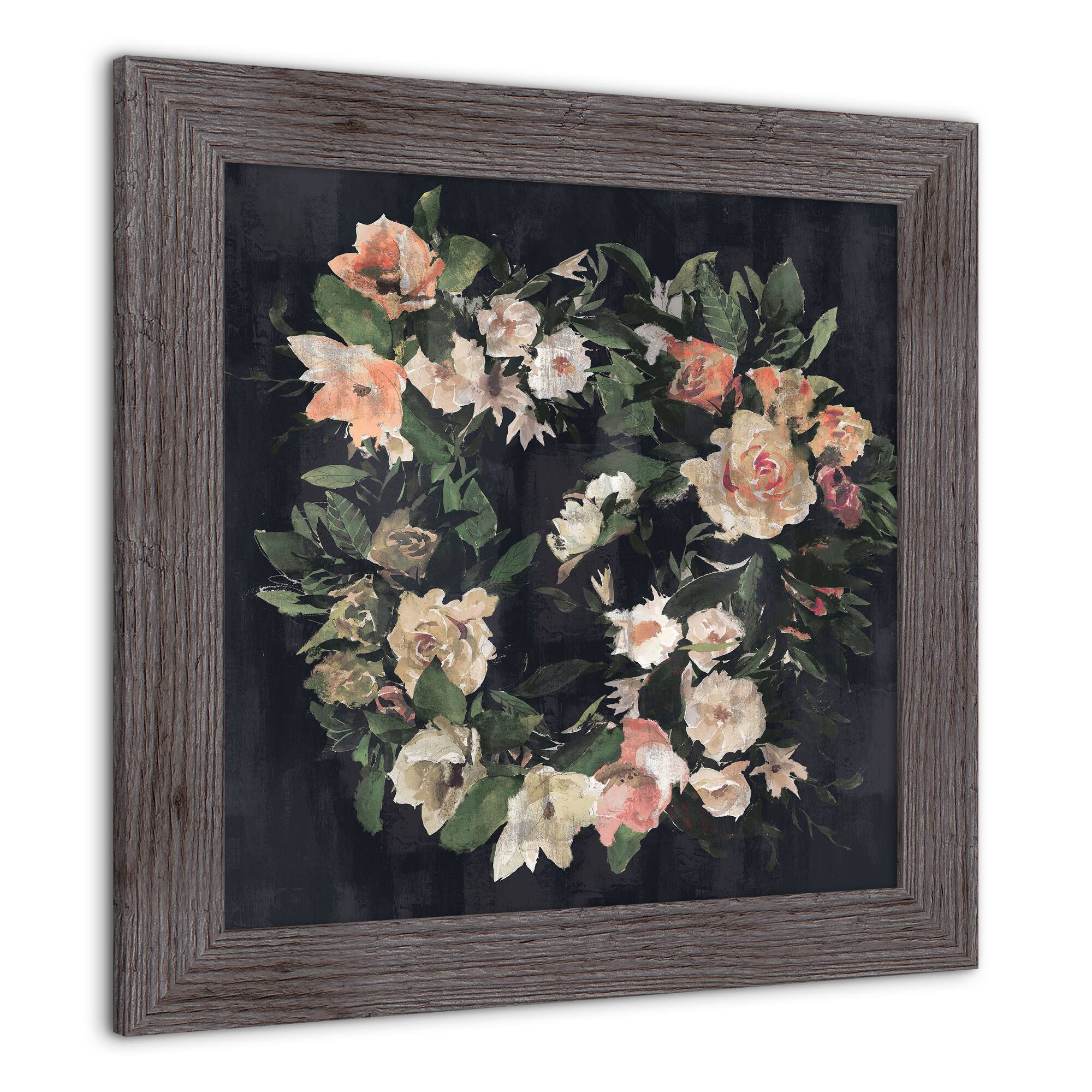 Navy Floral 16" x 16" Western Gray Framed Print