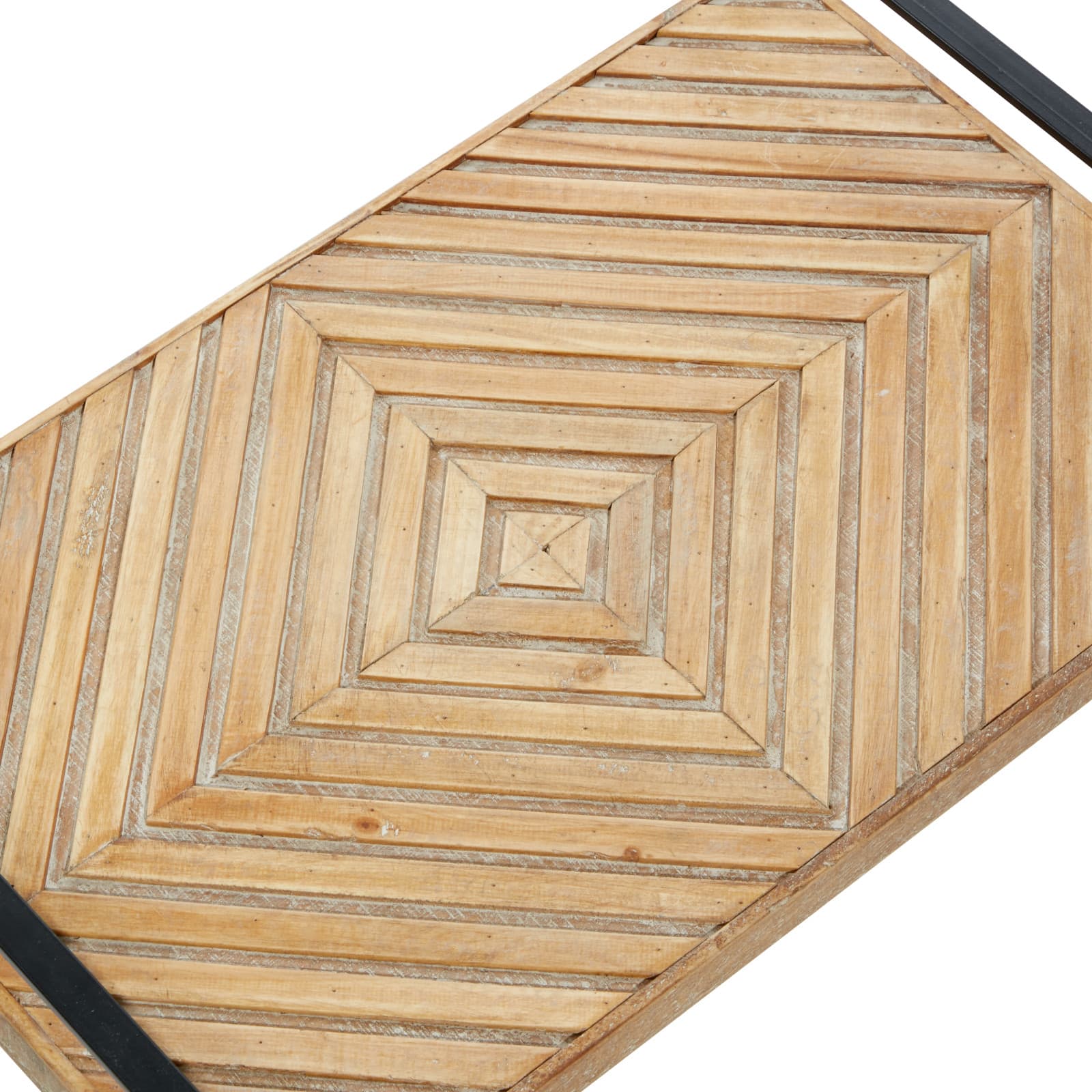 Brown Ribbed Wood Farmhouse Tray Set