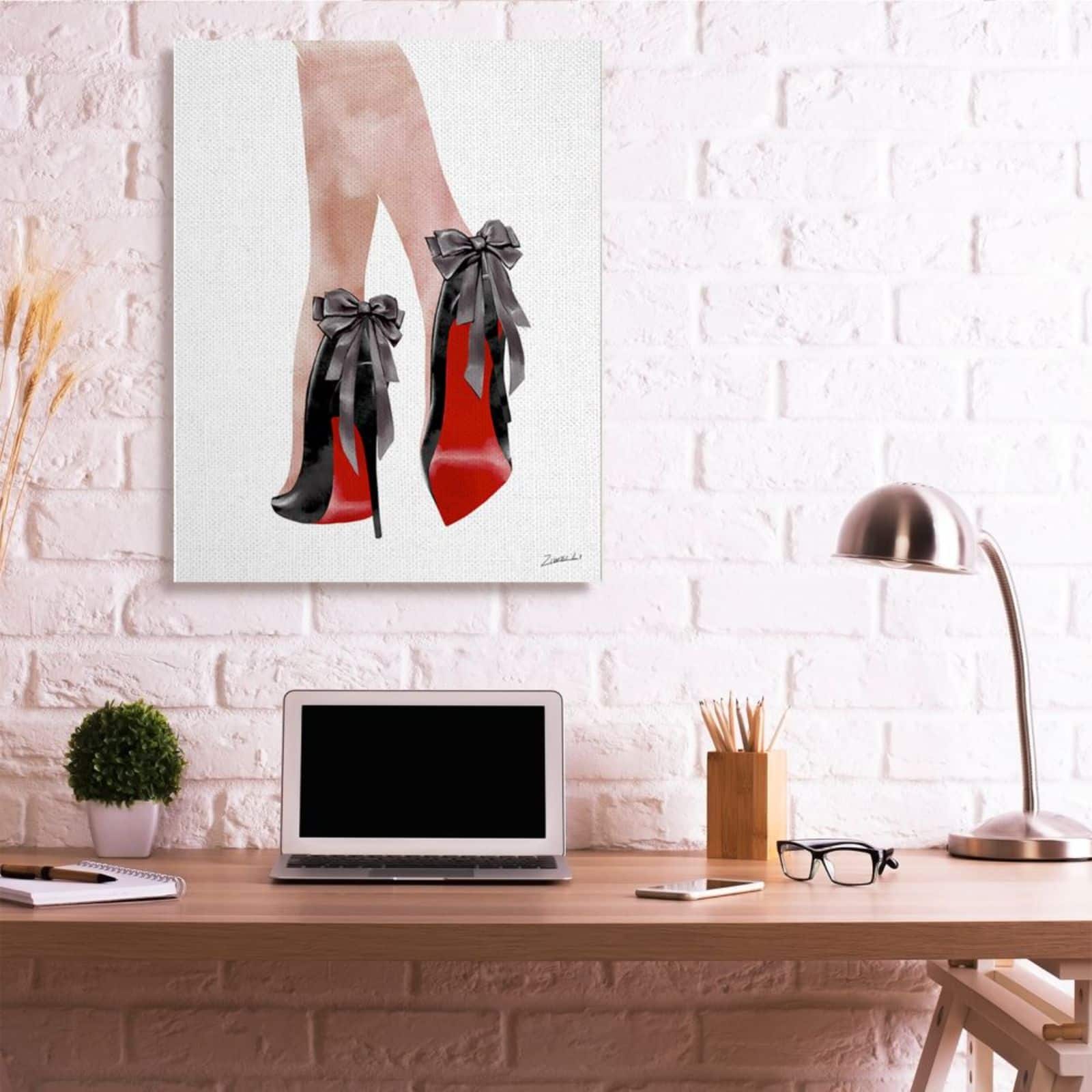 Stupell Industries Fashion Red Bottom Bow High Heels Canvas Wall Art