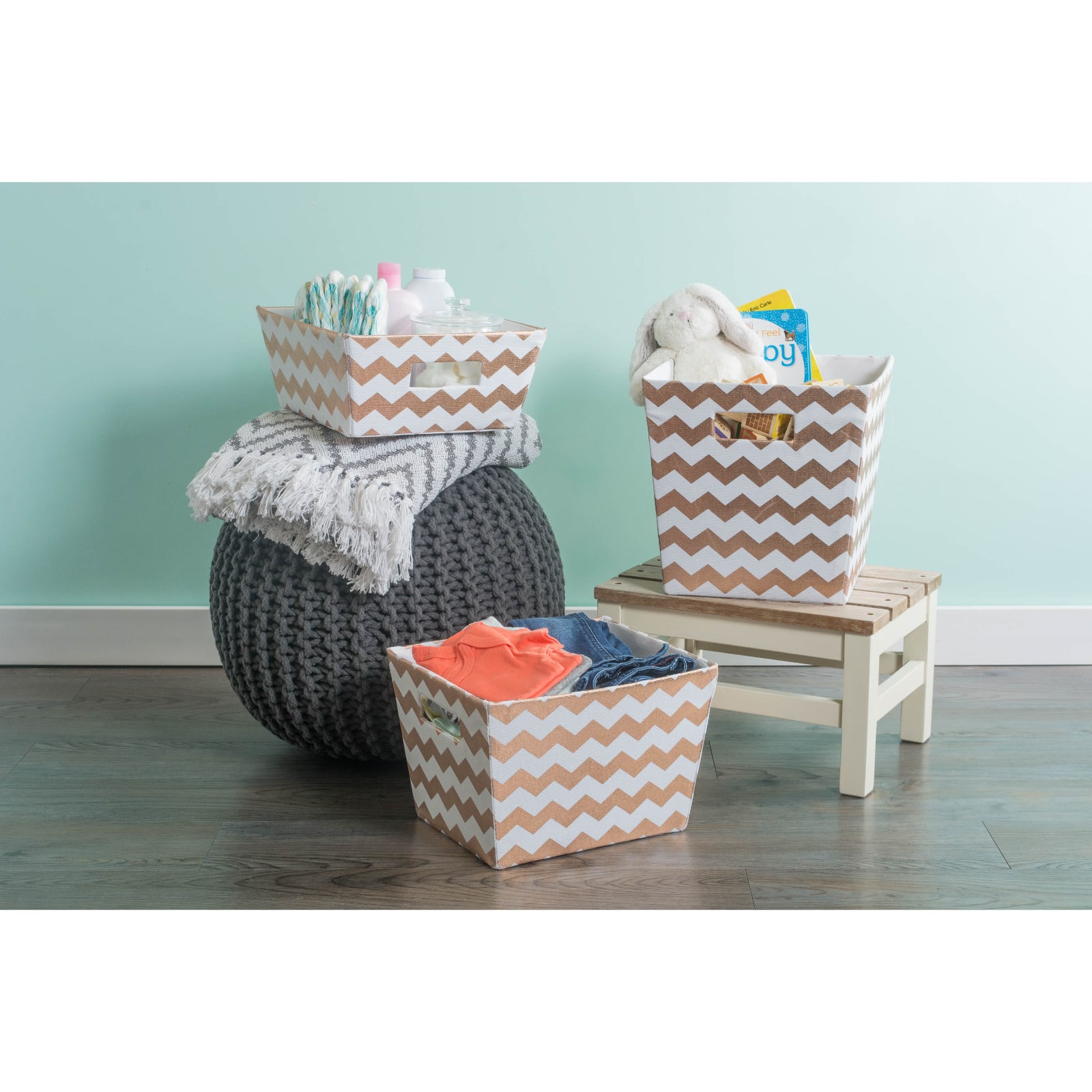 DII® 13" Trapezoid Polyester Chevron Storage Bin