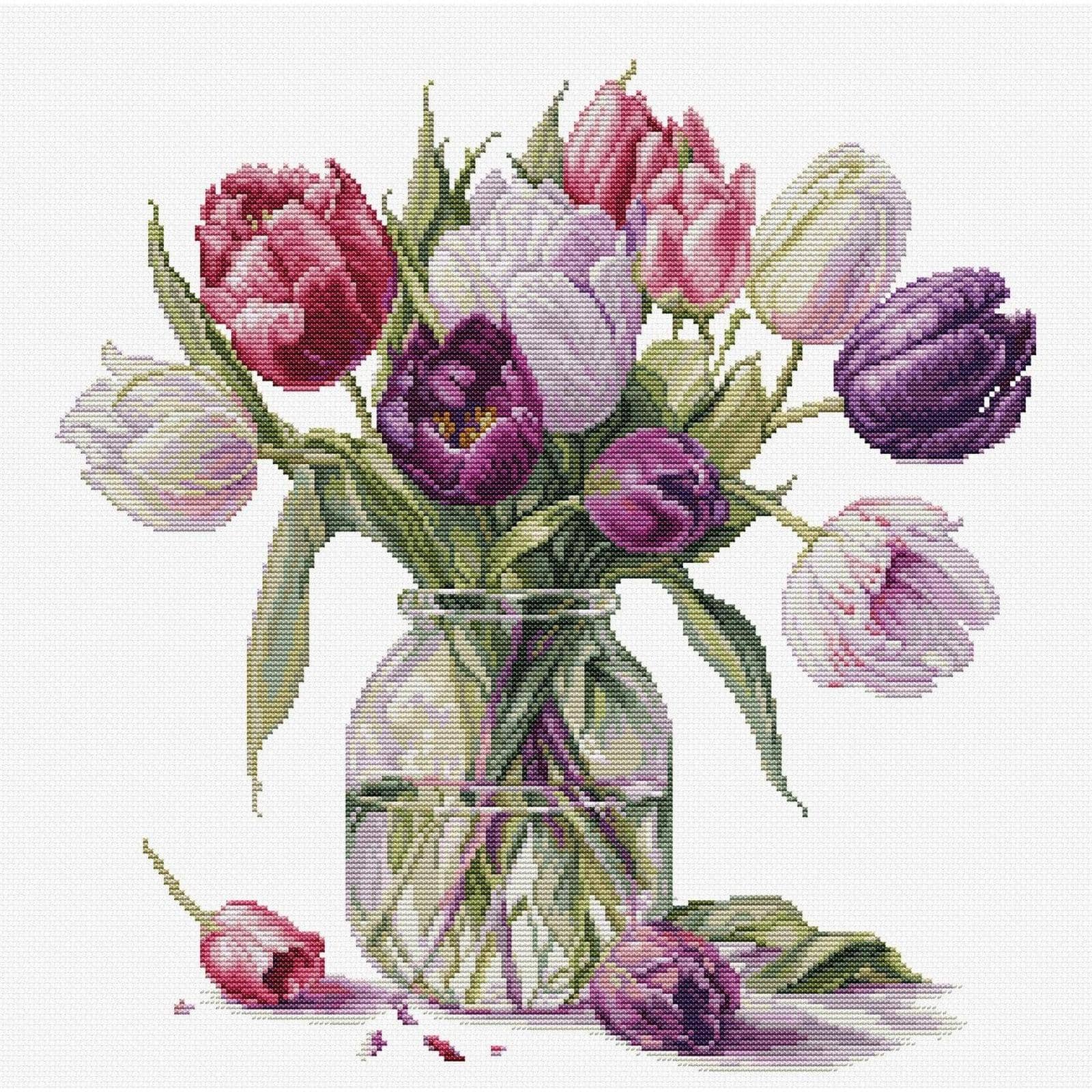 Luca-S Bouquet of Tulips Counted Cross Stitch Kit