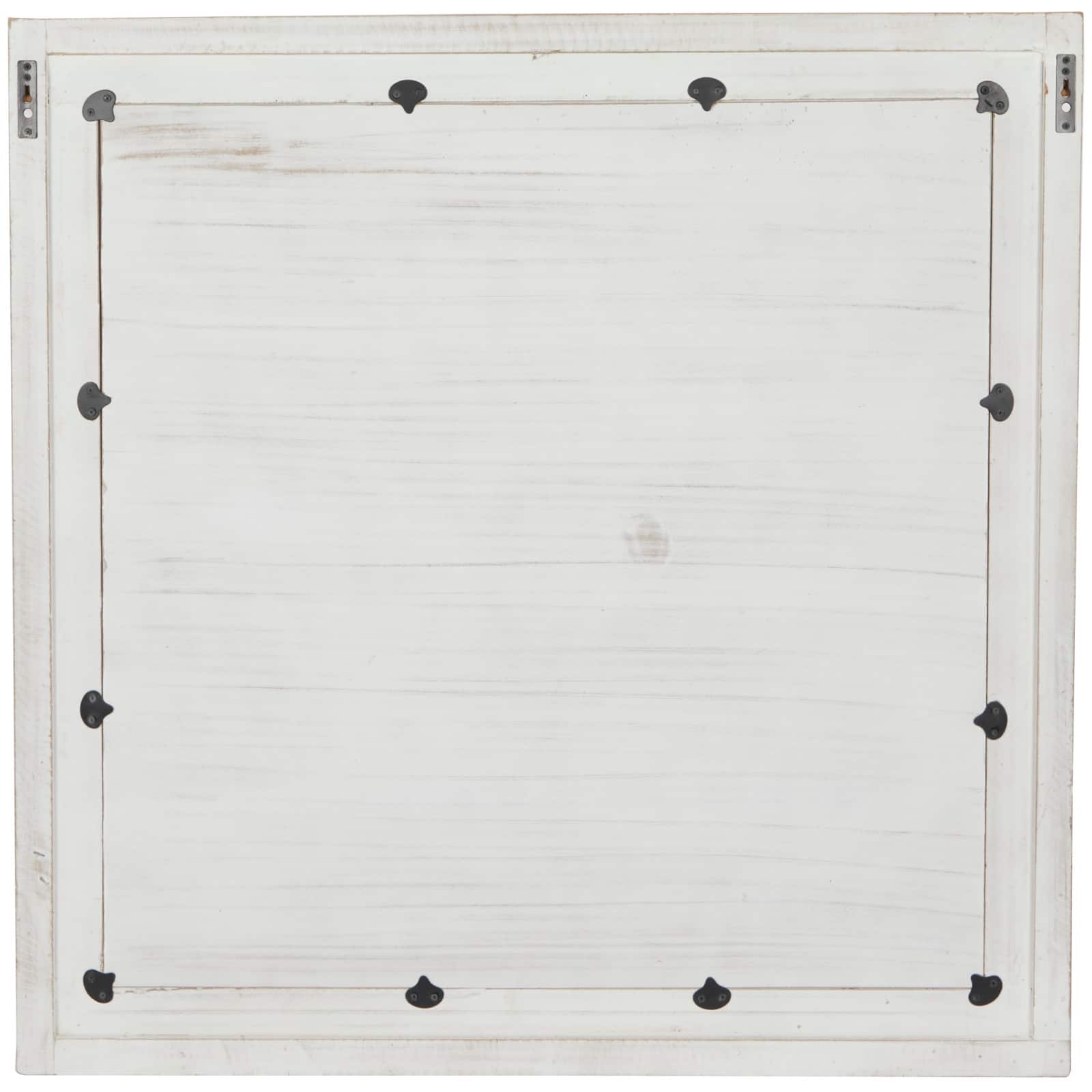 44" x 44" Handmade Cream Mango Wood Wall Mirror with Ribbed Edge Frame