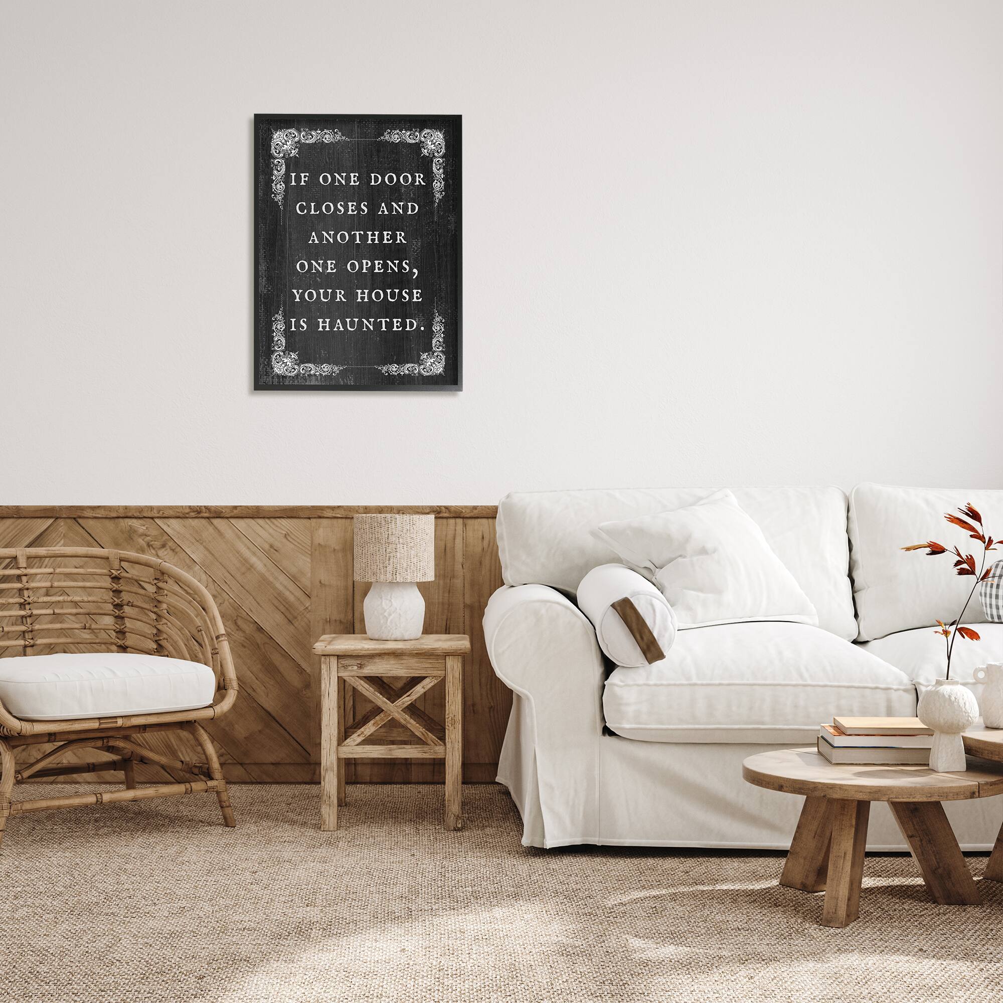 Stupell Industries Funny Haunted House Phrase Framed Giclee Art
