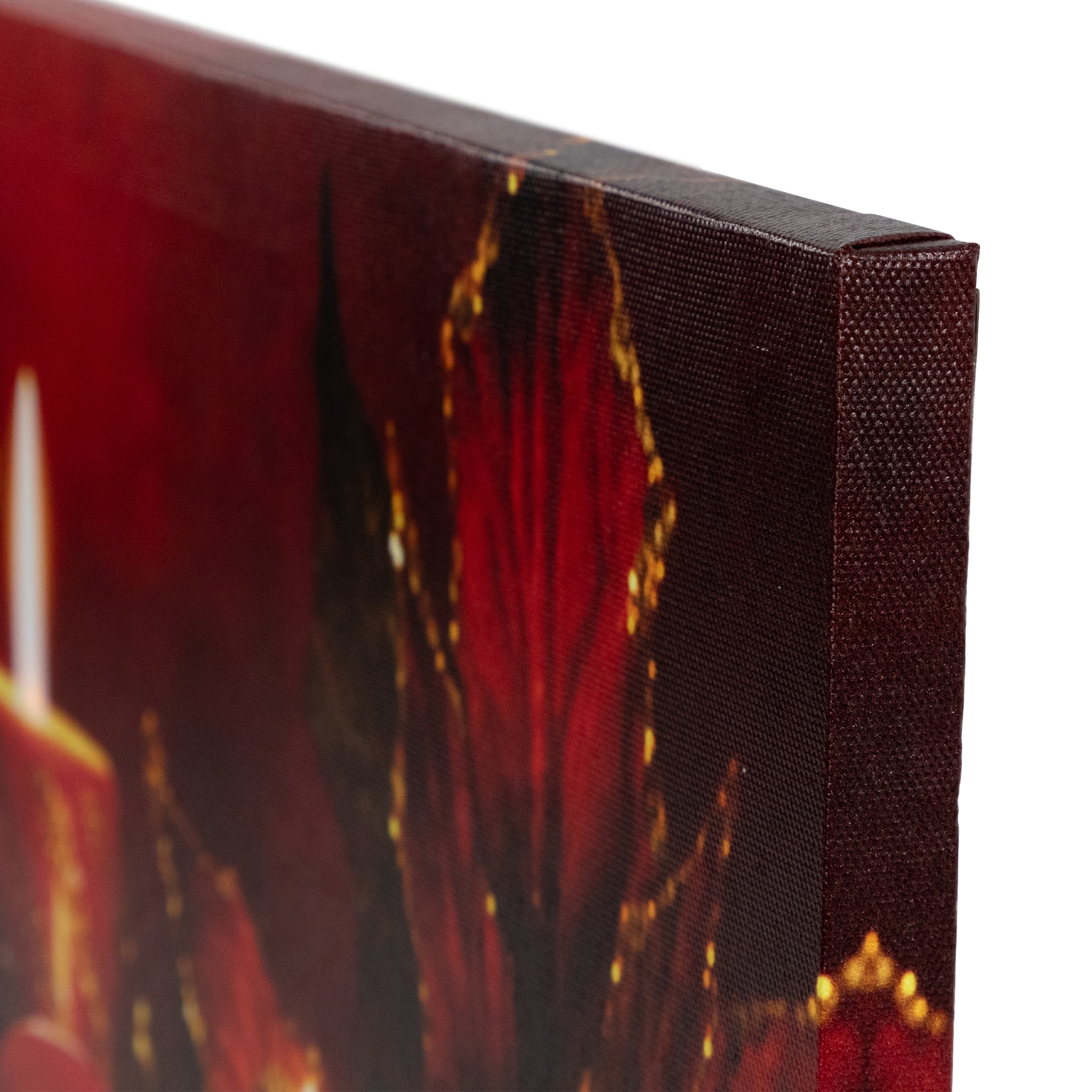 LED Lighted Glitter Striped Candles With Poinsettia & Bow Christmas Wall Art