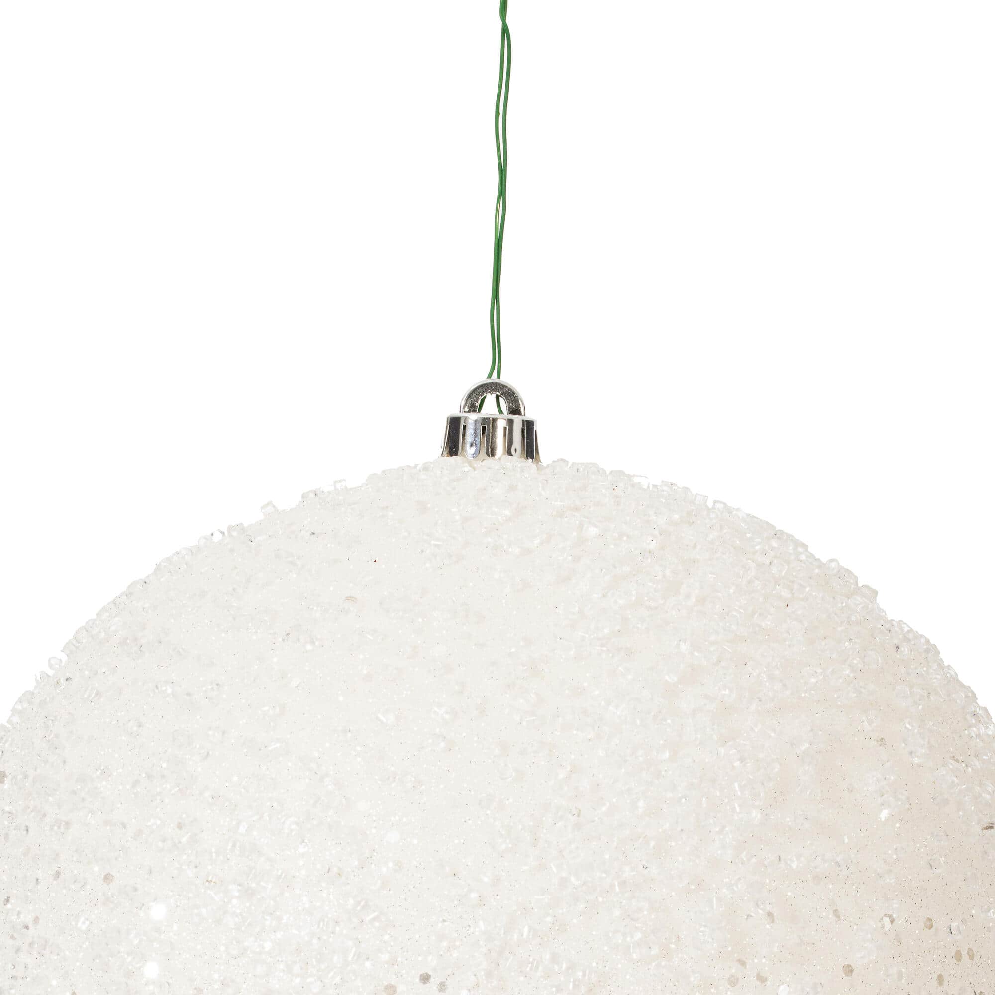 Vickerman 12" White Glitter Hail Ball Ornament