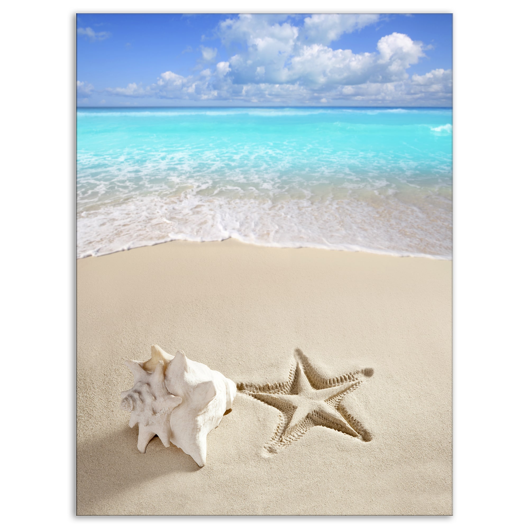 Designart - Caribbean Beach Starfish - Beach Photography Canvas Art Print