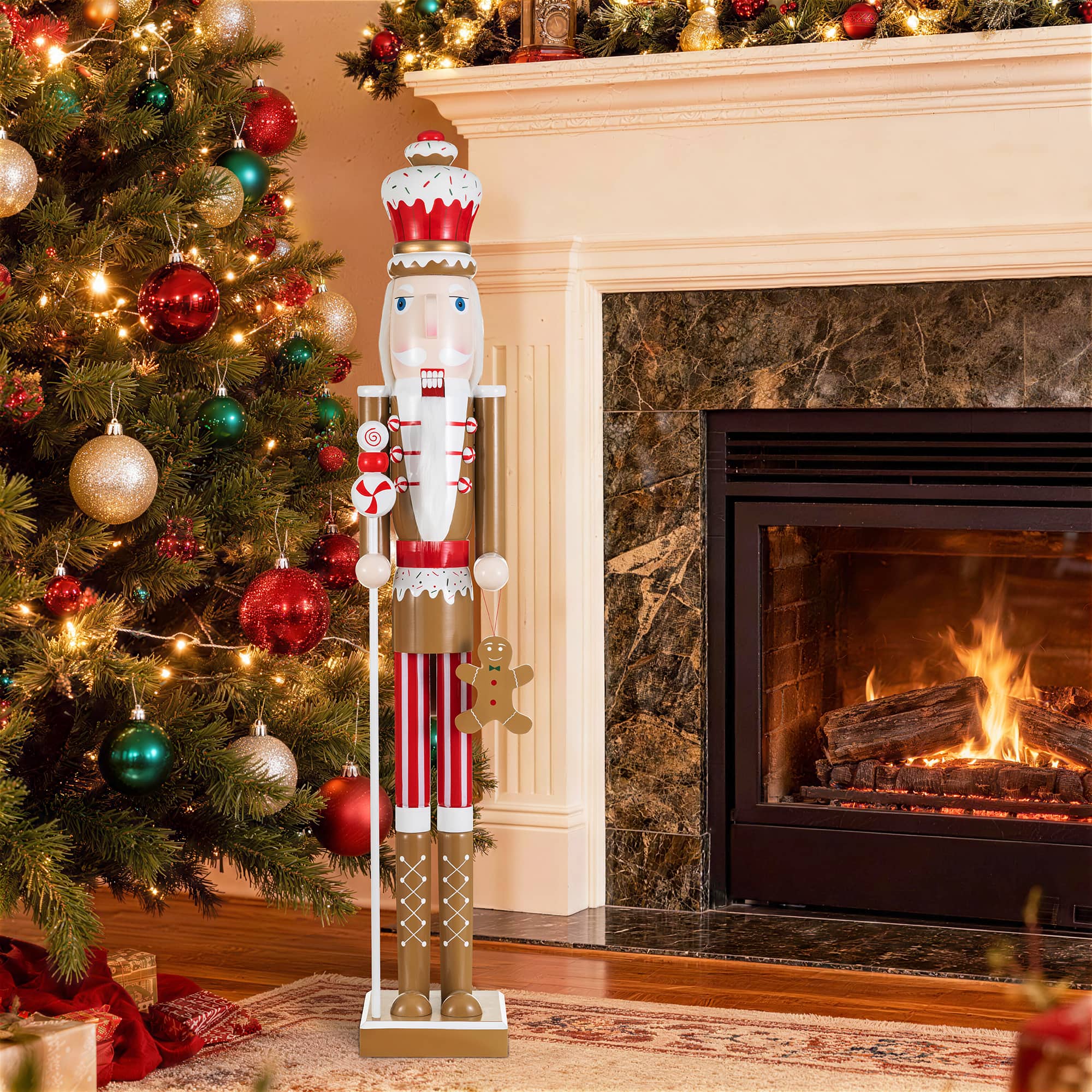 Glitzhome® 42" Wooden Christmas Gingerbread Man Nutcracker