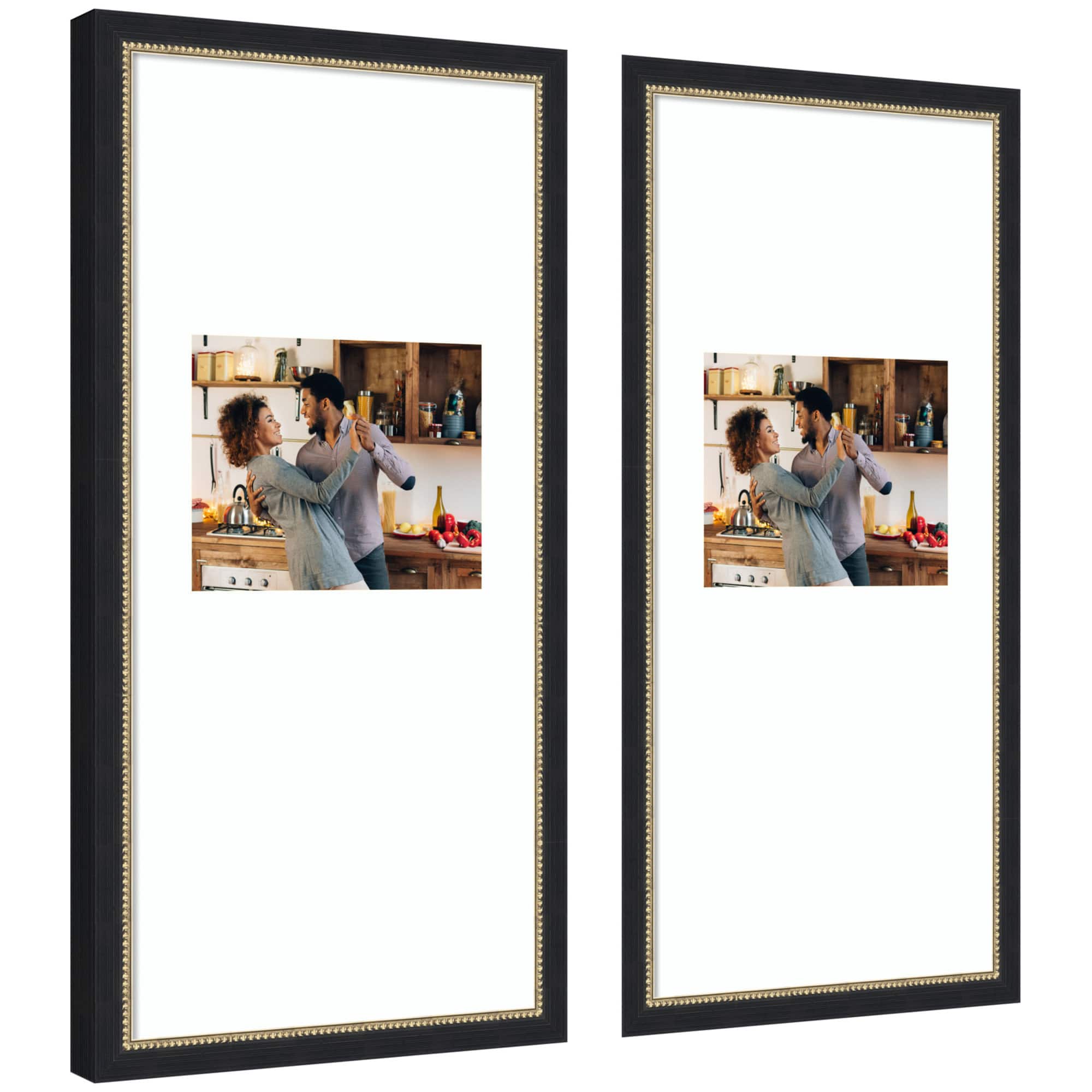 Kate and Laurel Belmont Black Photo Frames with Mat, 2ct.