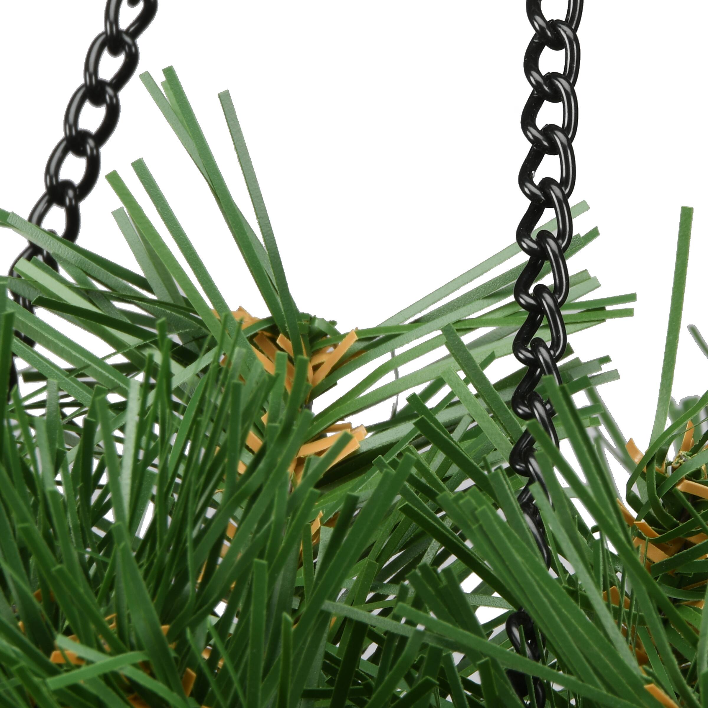 20" Tiffany Fir Hanging Basket With Warm White LED Battery Lights