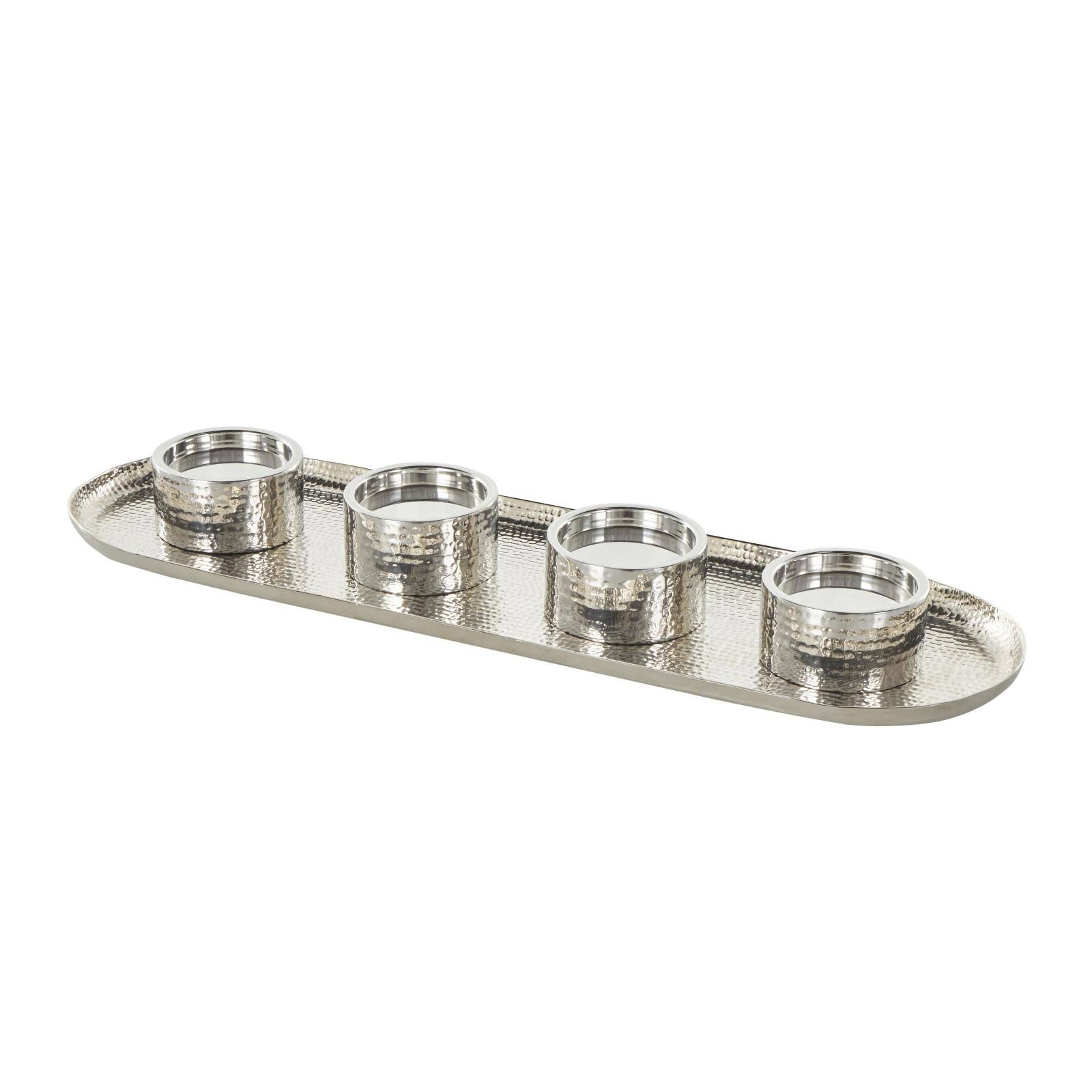 26" Stainless Steel 4 Candle Candelabra with Attached Tray