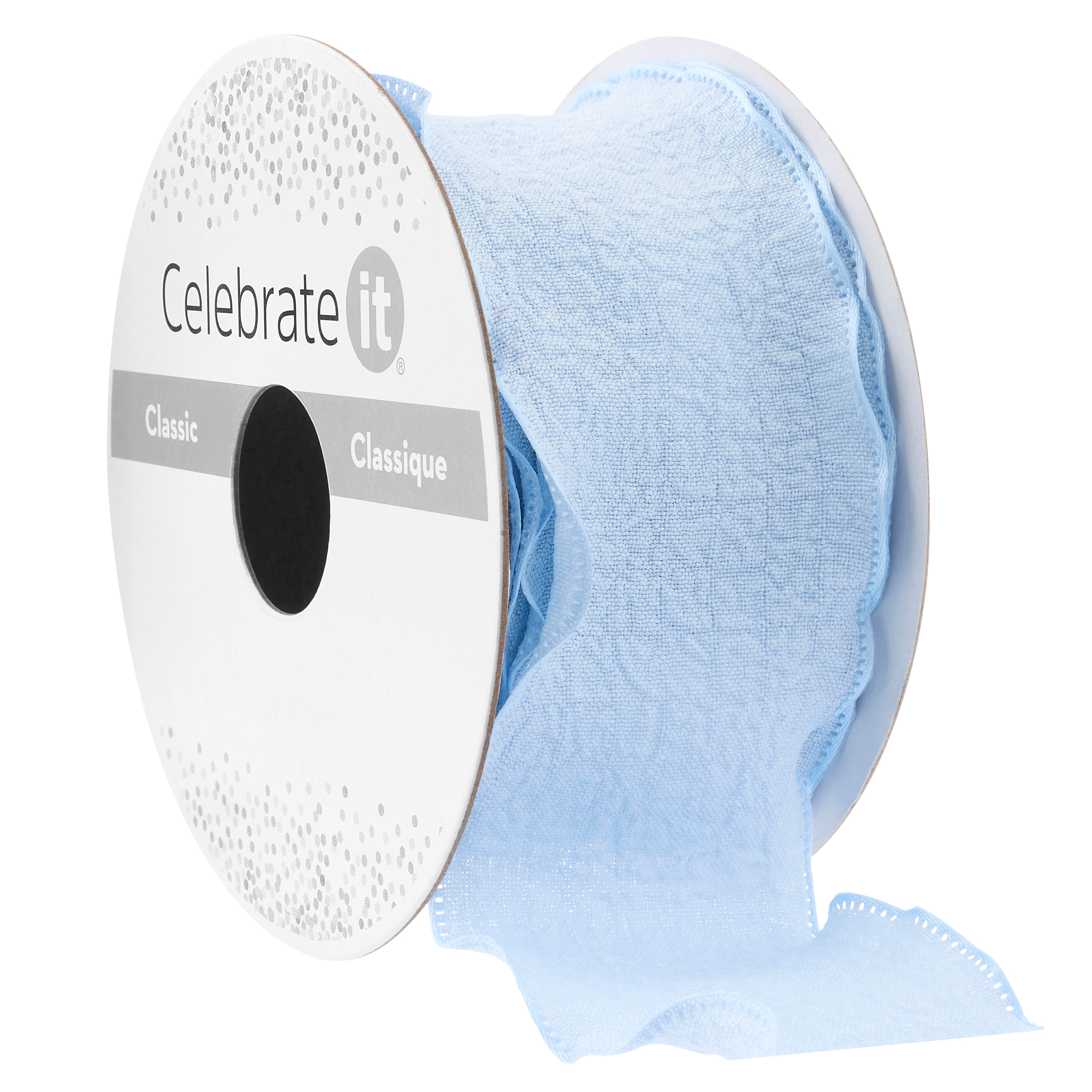 Ruban bleu à bords ondulés de 3,8 cm x 2,7 m Classique de Celebrate It