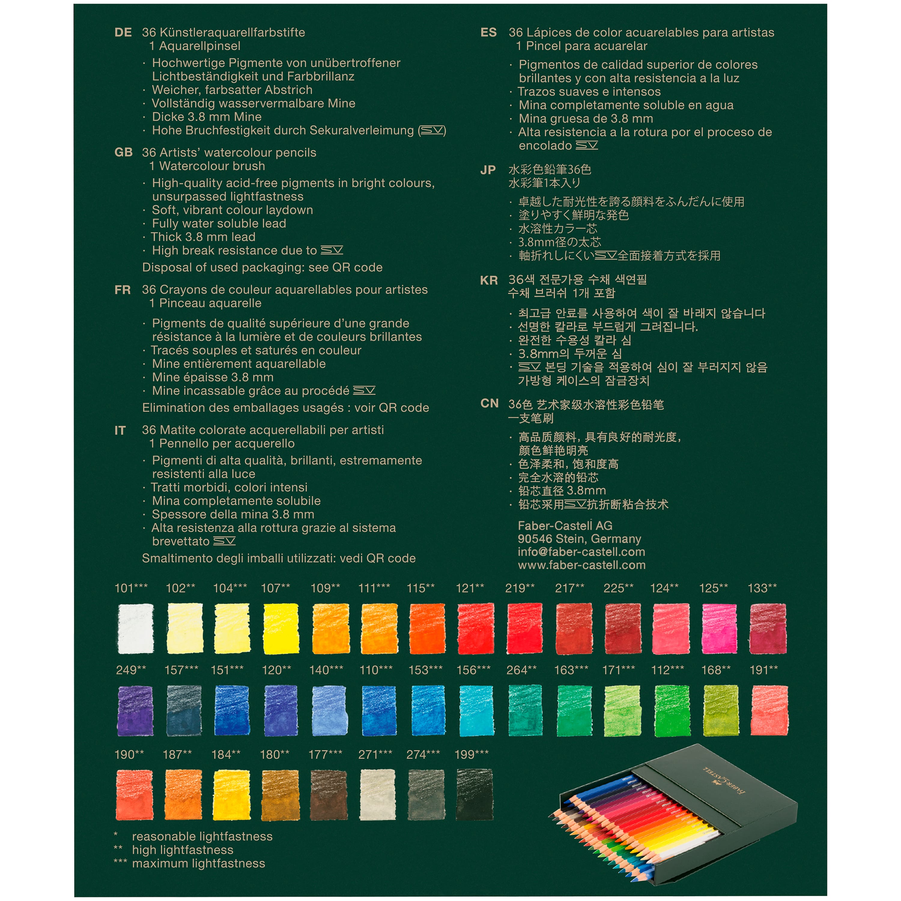 Faber-Castell Albrecht Durer Watercolor Pencils 36-Piece Gift Box Set